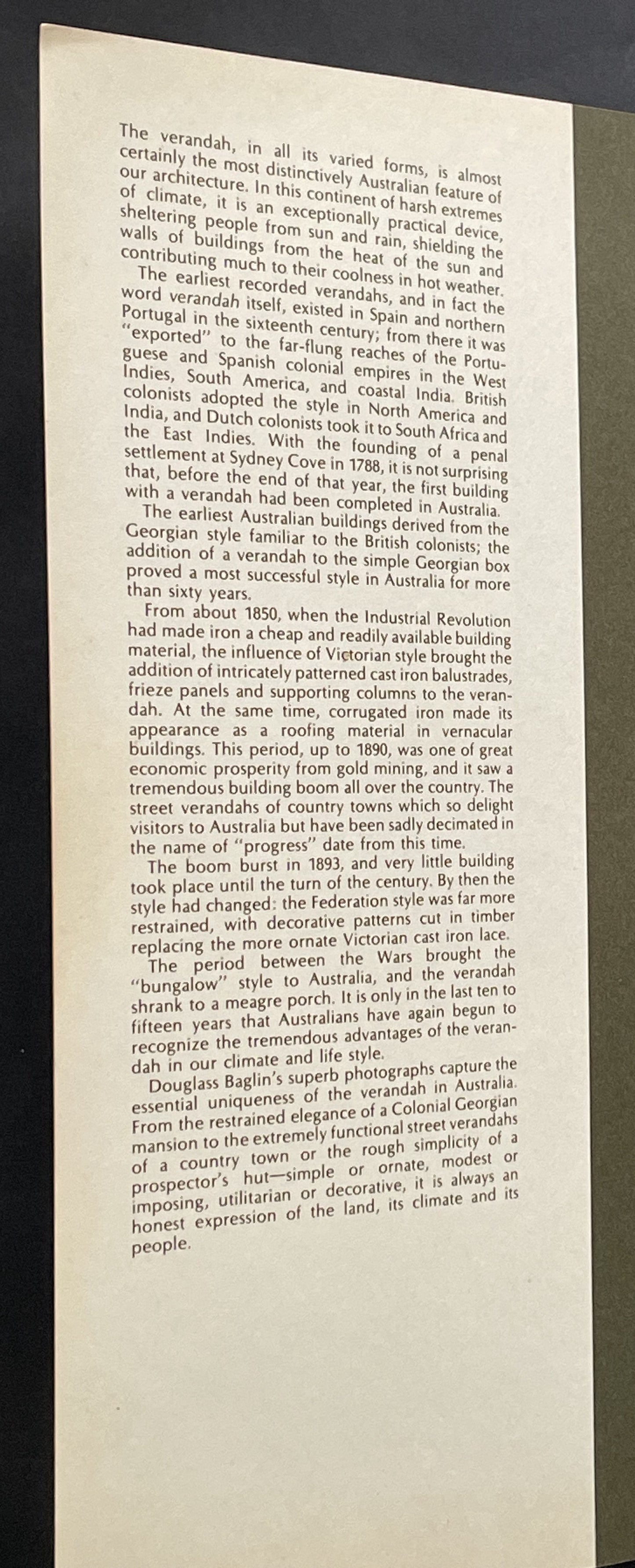 The Australian Verandah by Douglass Baglin, Peter Moffitt