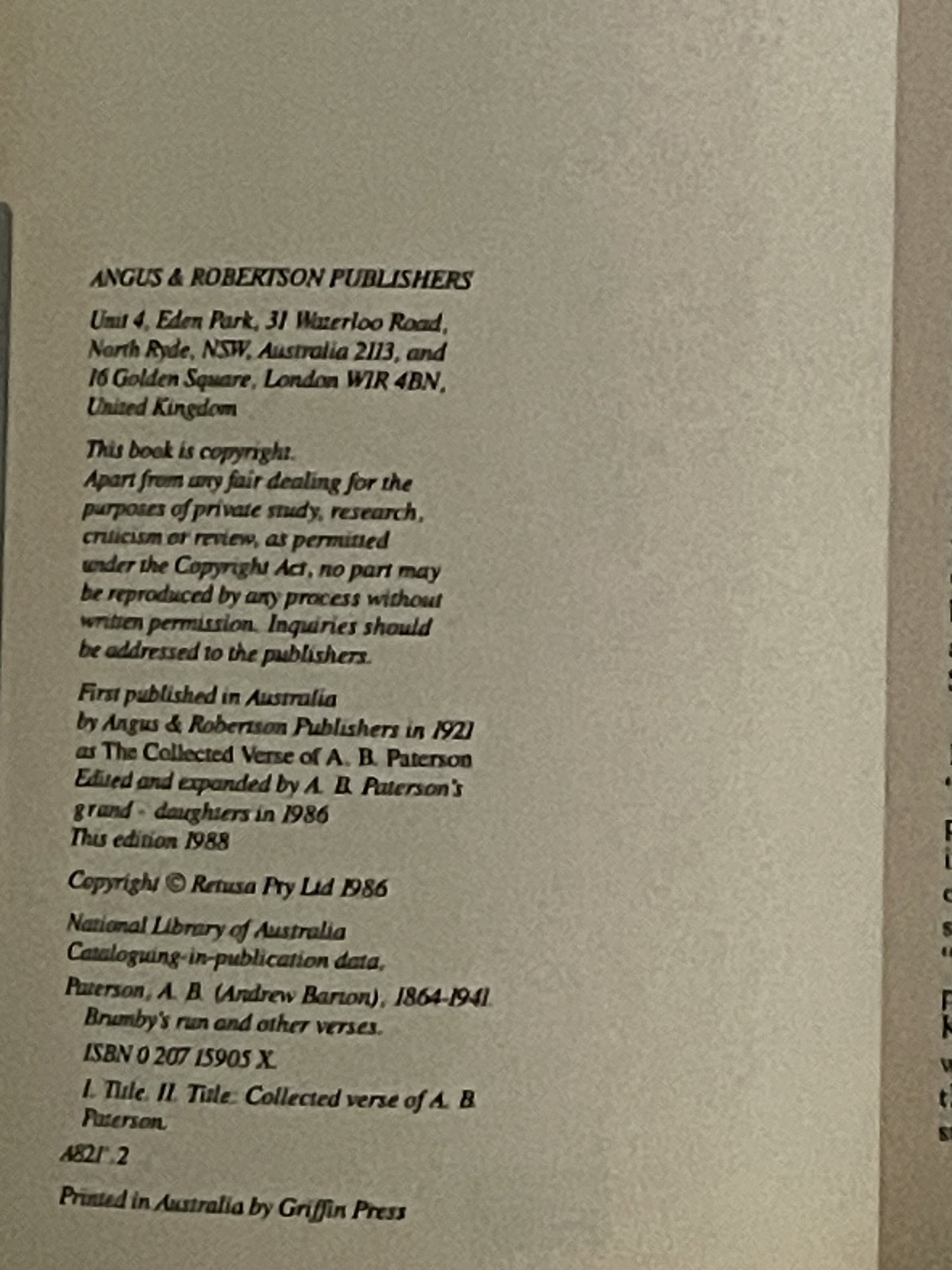 Brumby's Run and Other Verses by A. B. Paterson