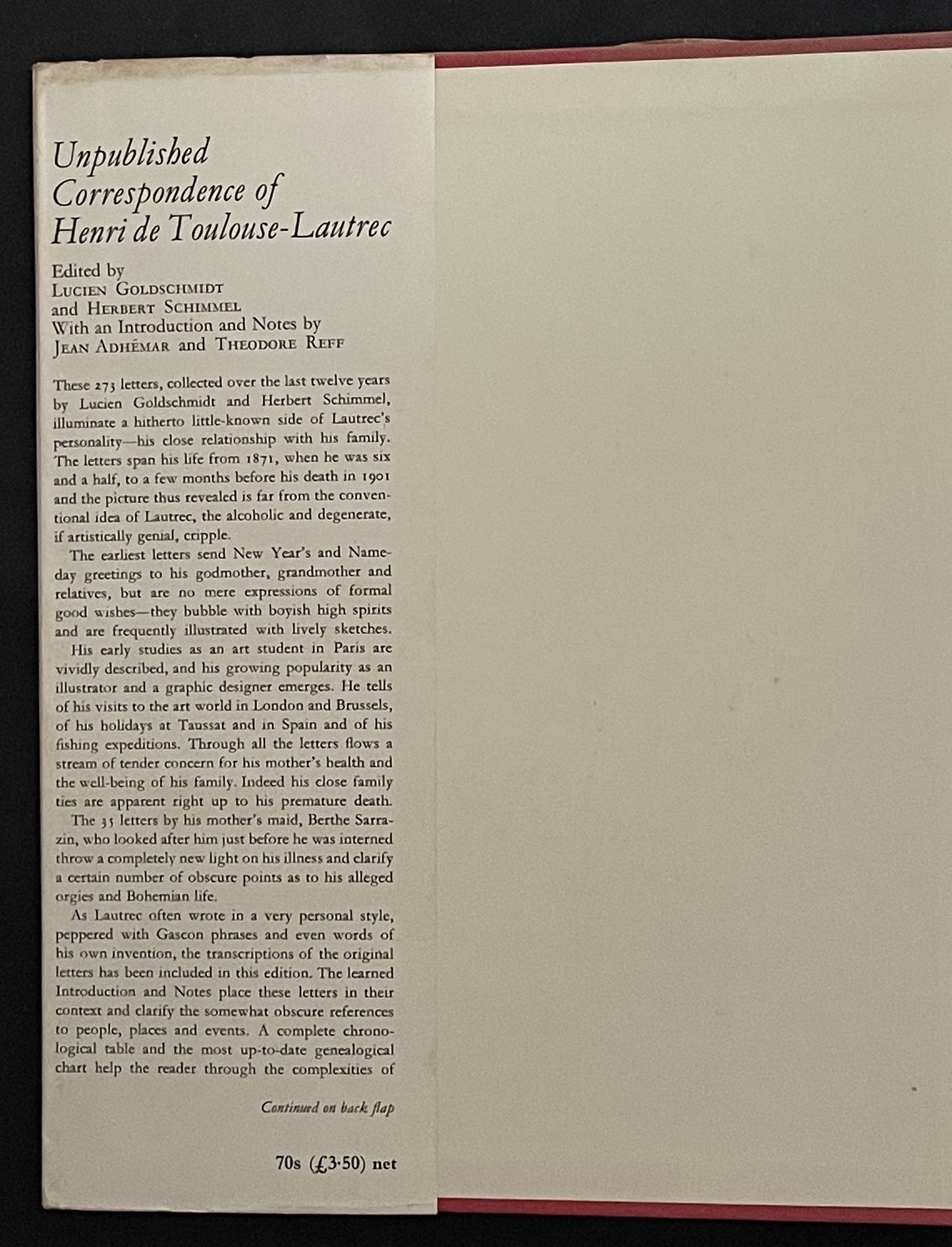 Unpublished Correspondence of Henri de Toulouse-Lautrec by Lucien Goldschmidt and Herbert Schimmel
