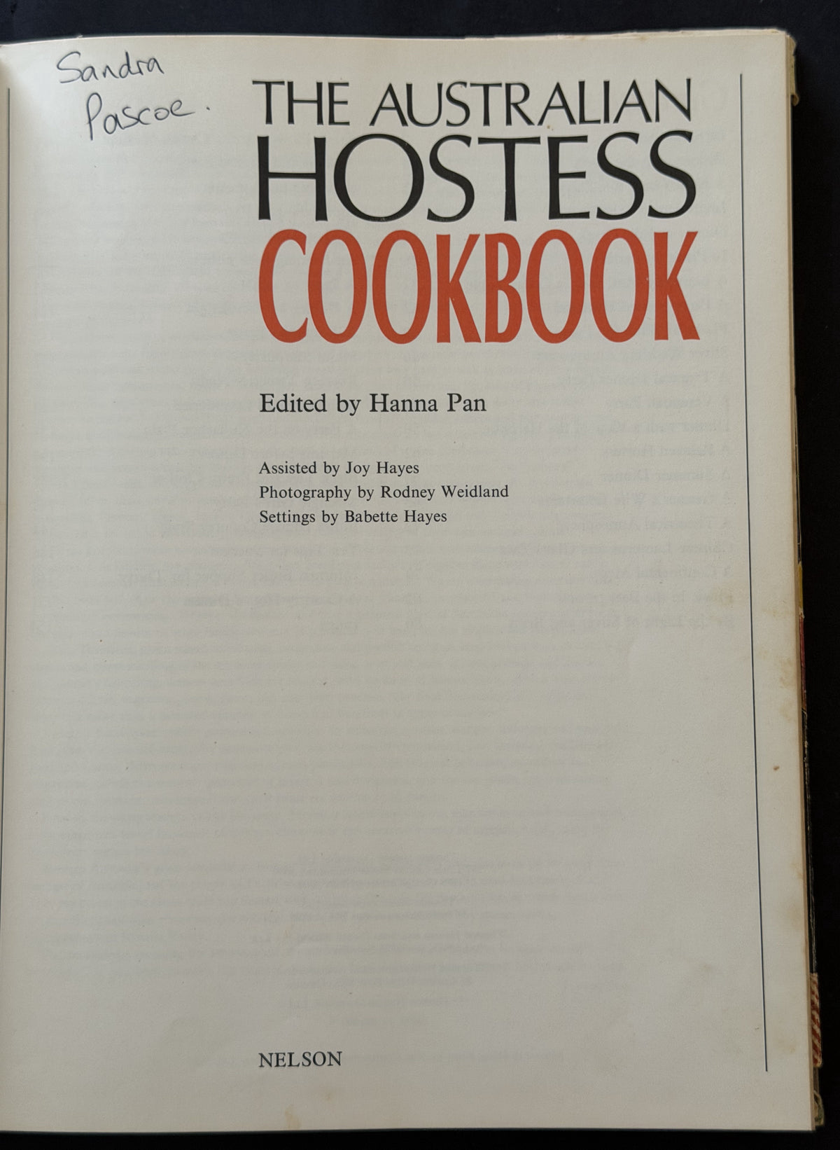 The Australian Hostess Cookbook by Hanna Pan