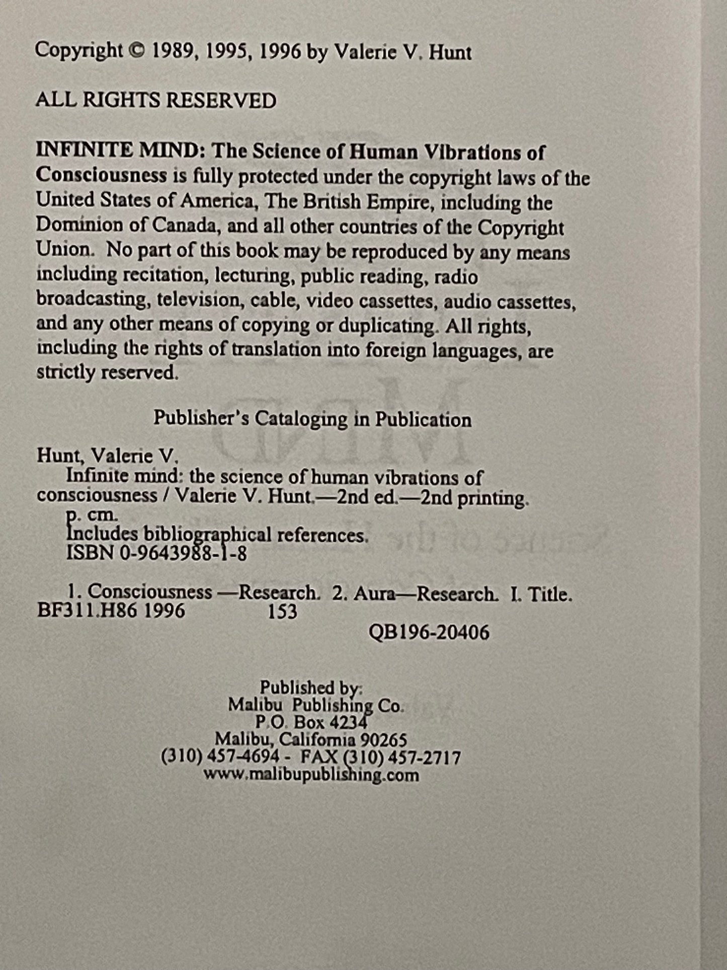 Infinite Mind by Valerie V. Hunt