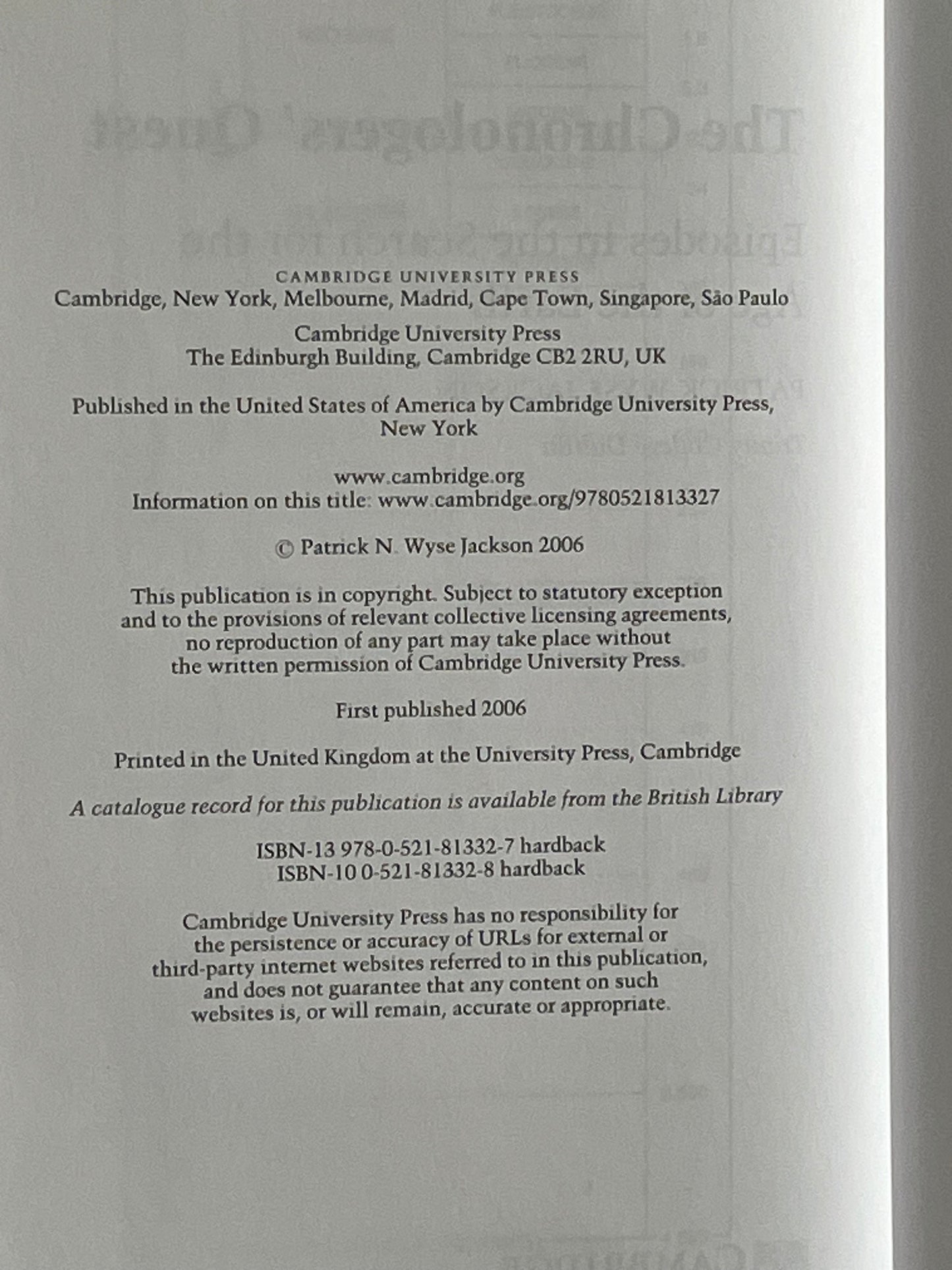 The Chronologers' Quest by Patrick Wyse Jackson