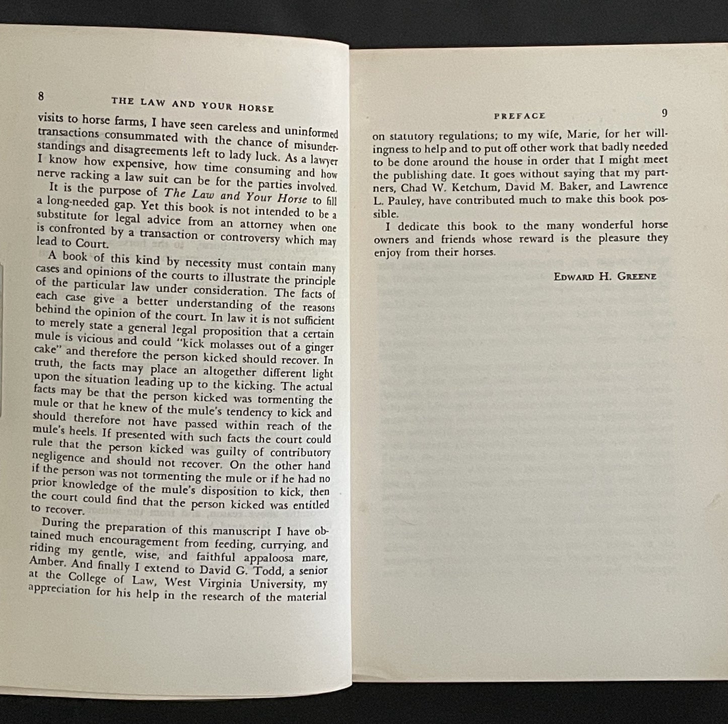 The Law And Your Horse by Edward H. Greene