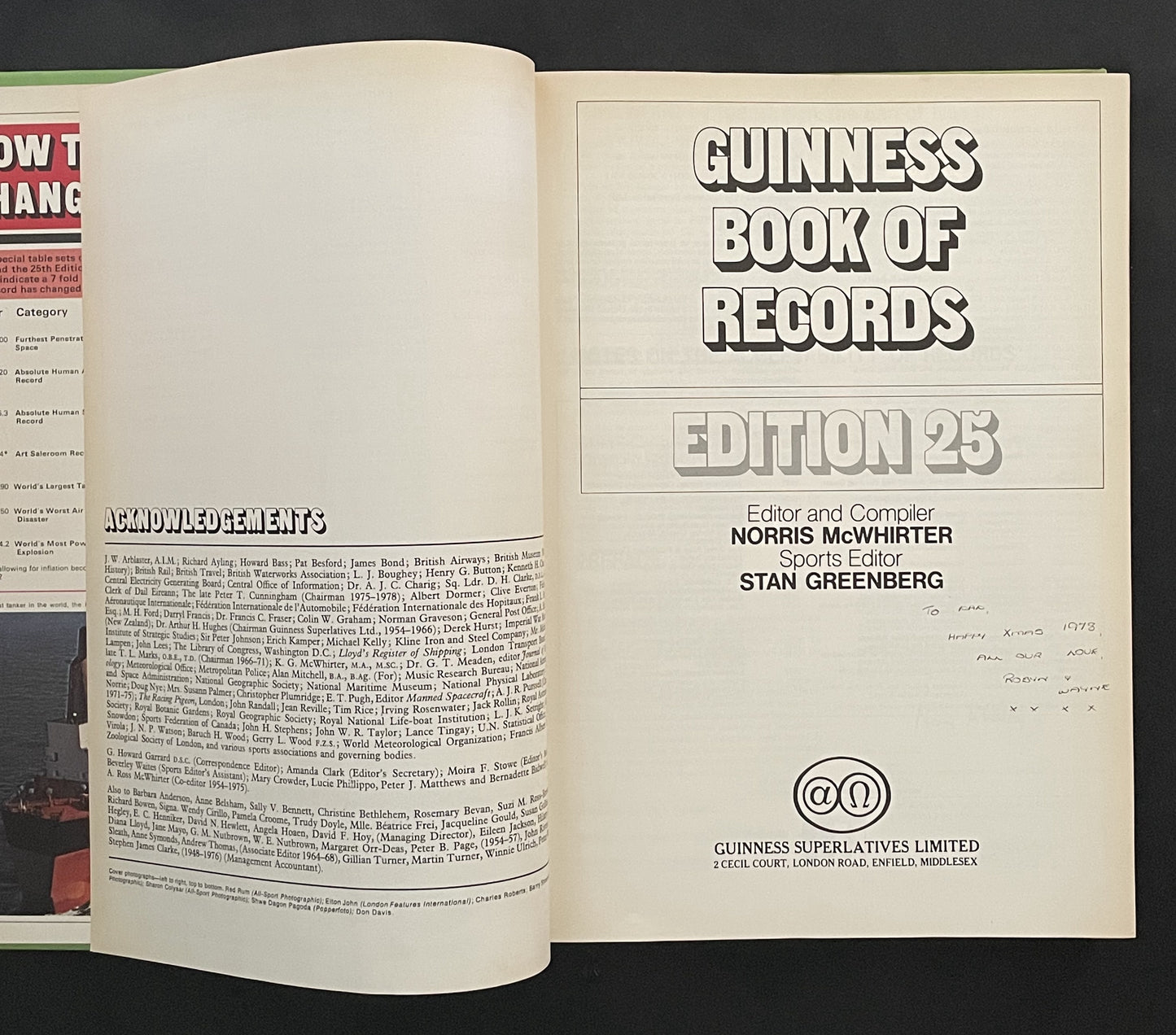 Guinness Book of Records by Norris Dewar McWhirter, Stan Greenberg