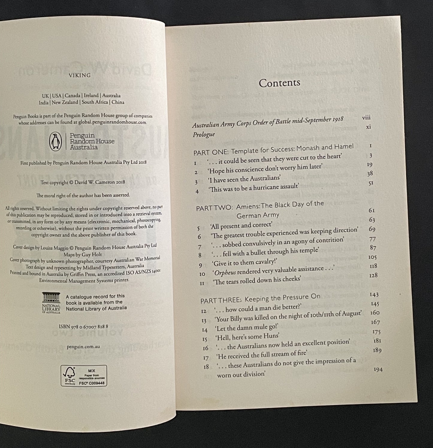 Australians on the Western Front 1918 Volume II by David W. Cameron