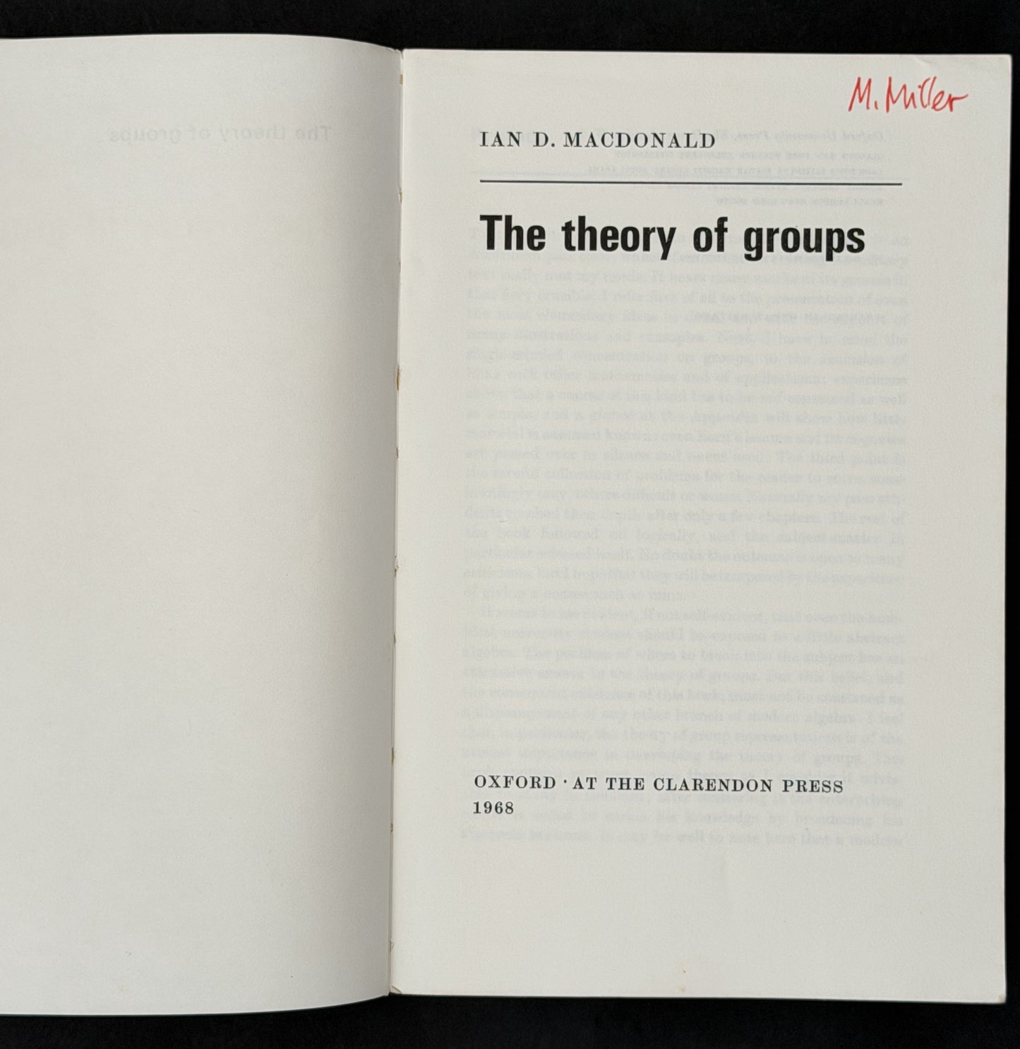 The Theory of Groups by Ian D. Macdonald