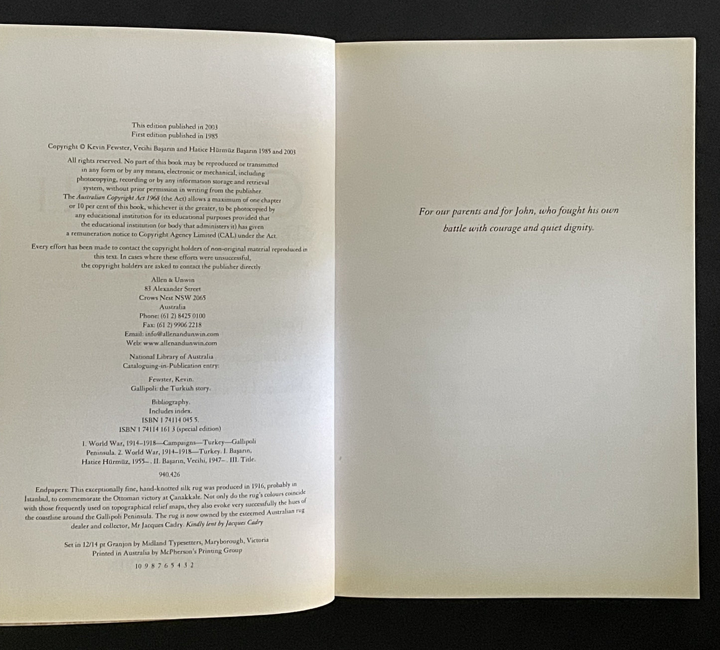 Gallipoli by Kevin Fewster, Hatice Hürmüz Başarin, Vecihi Başarin