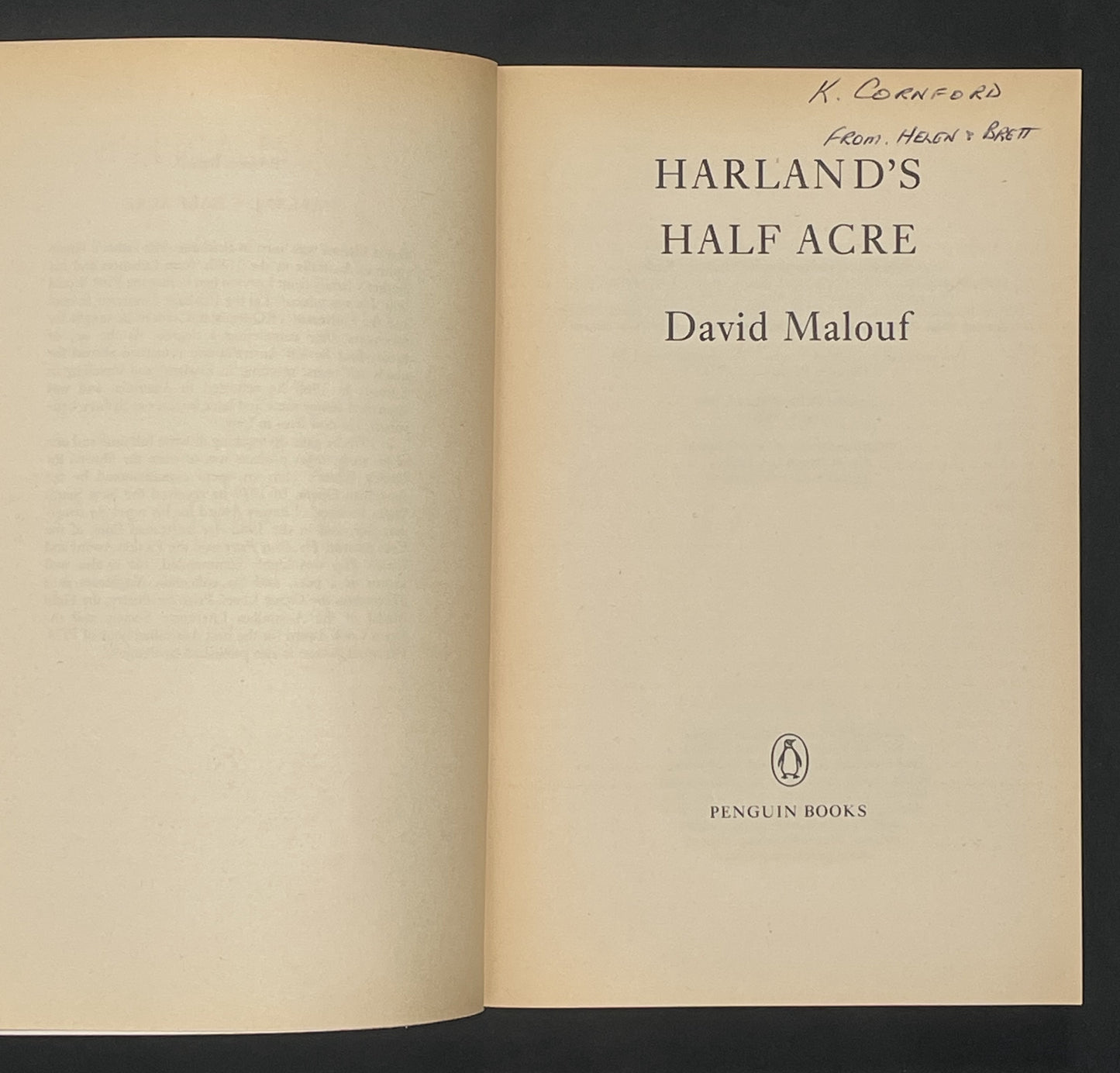 Harland's Half Acre by David Malouf