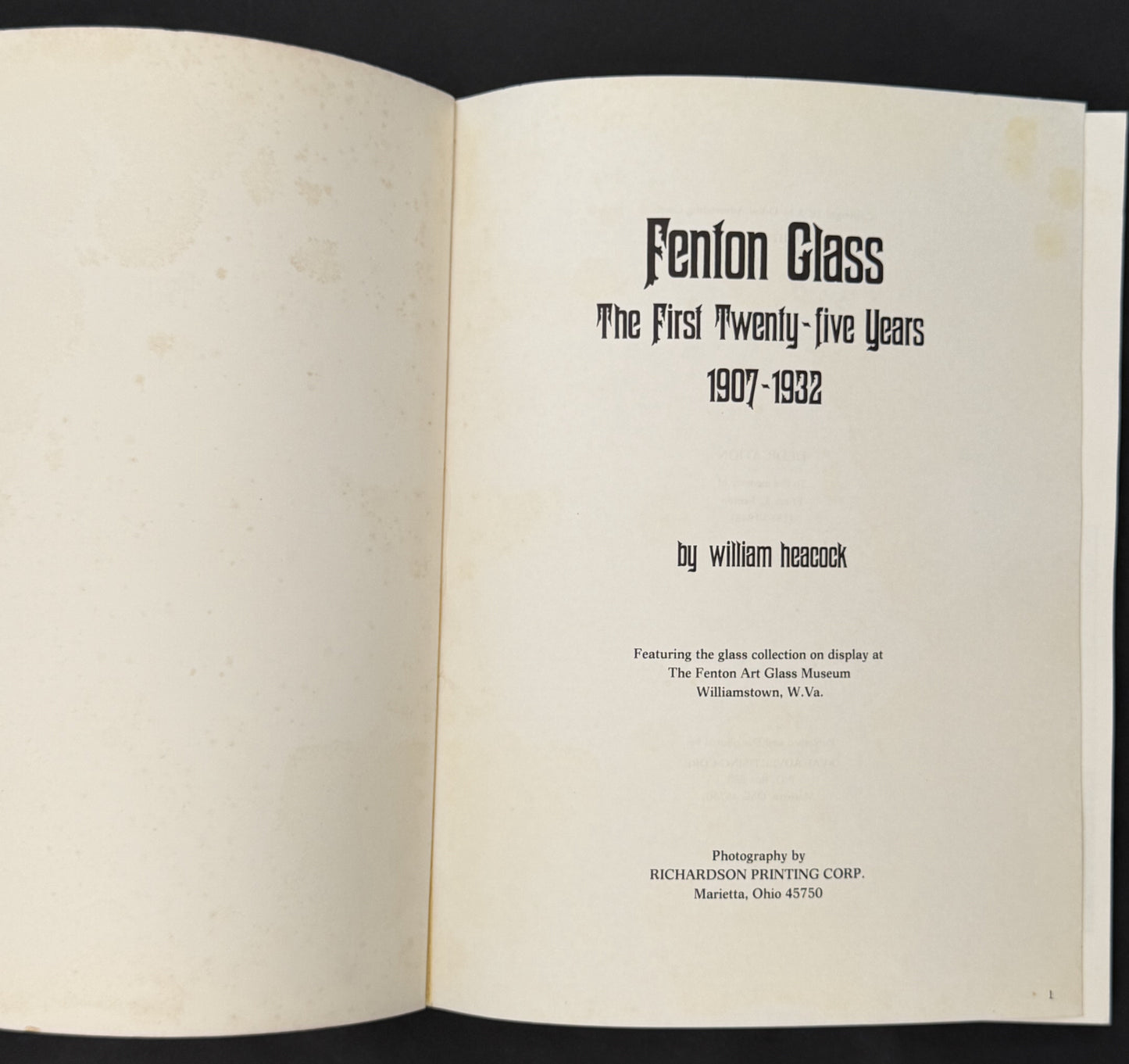 Fenton Glass: The First Twenty-five years by William Heacock