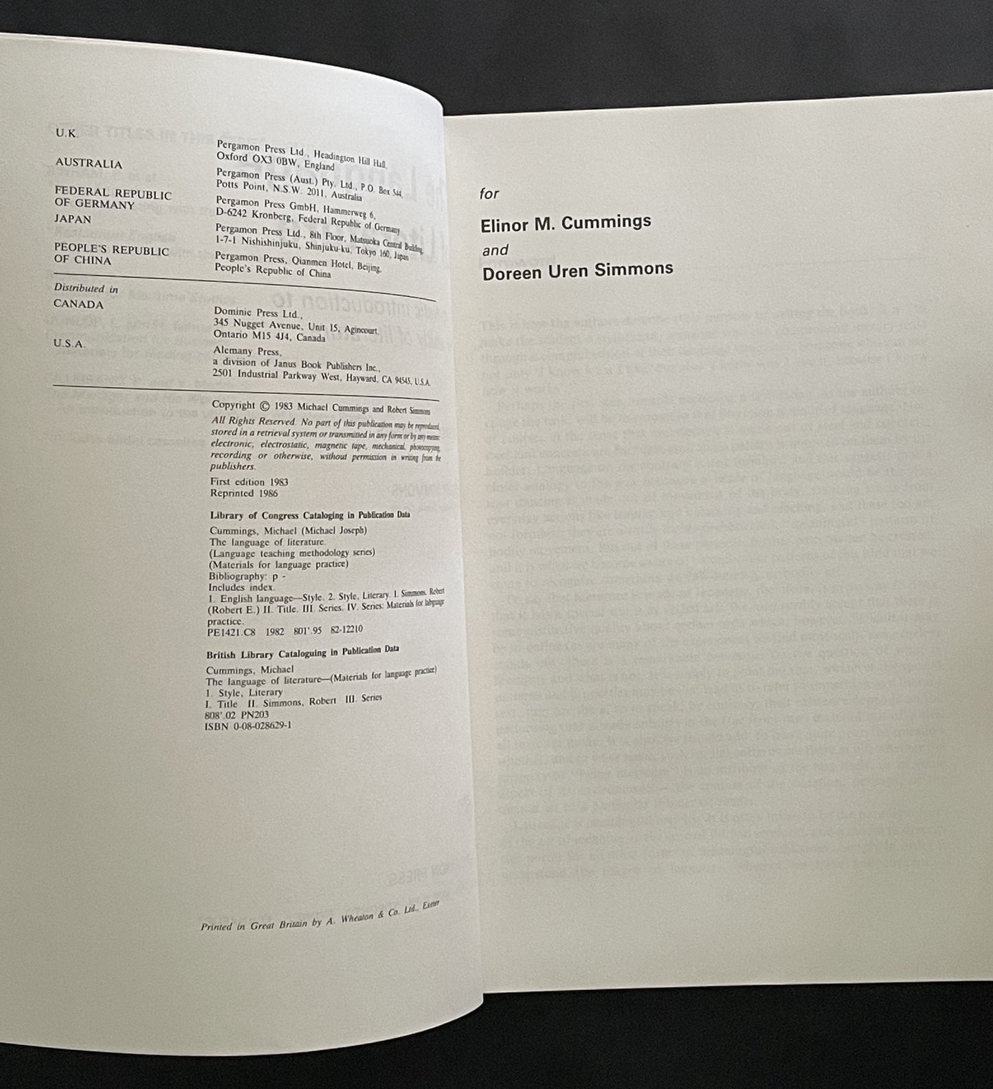 The Language of Literature by Michael Joseph Cummings, Robert E. Simmons