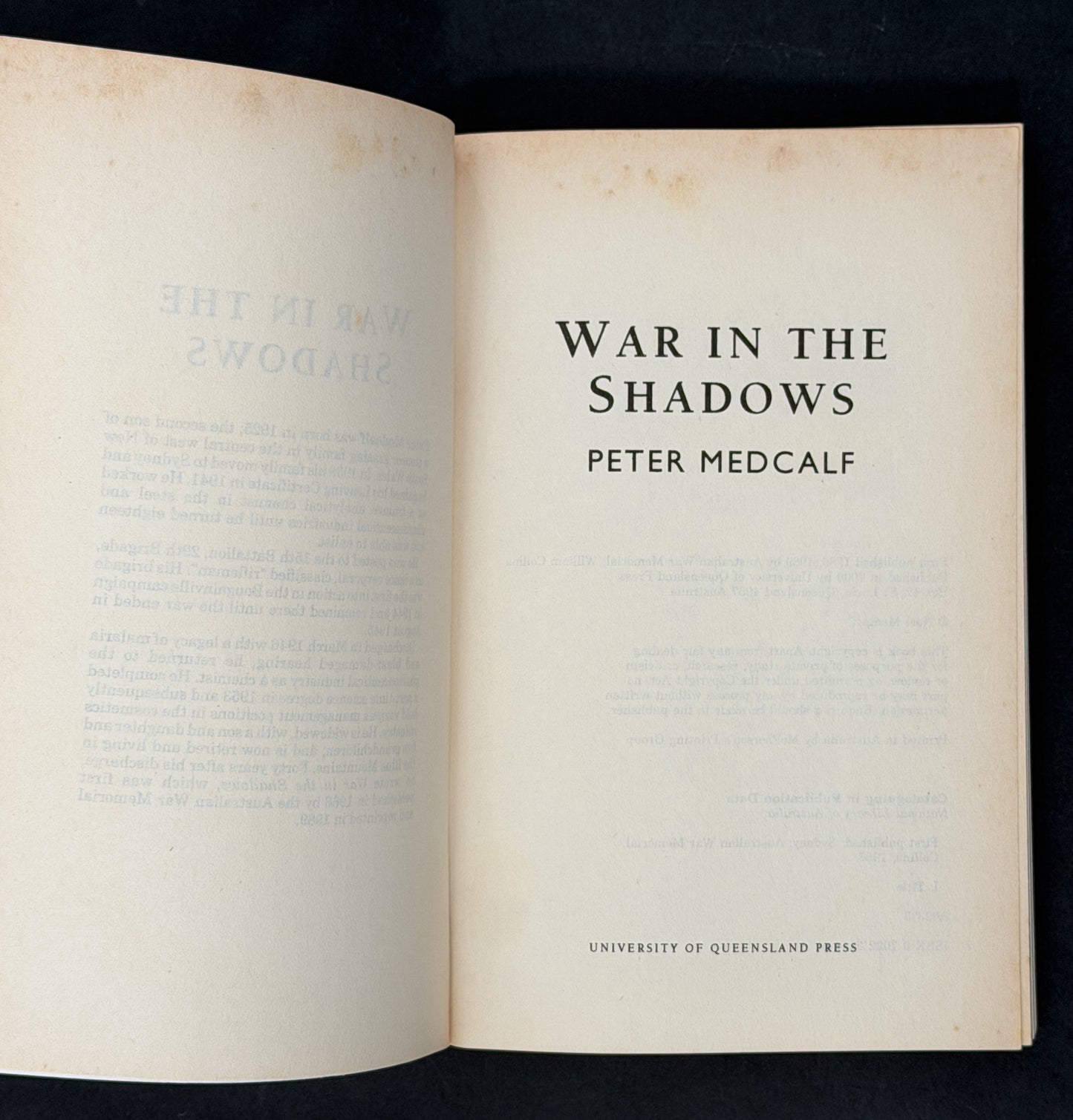War in the Shadows by Peter Medcalf