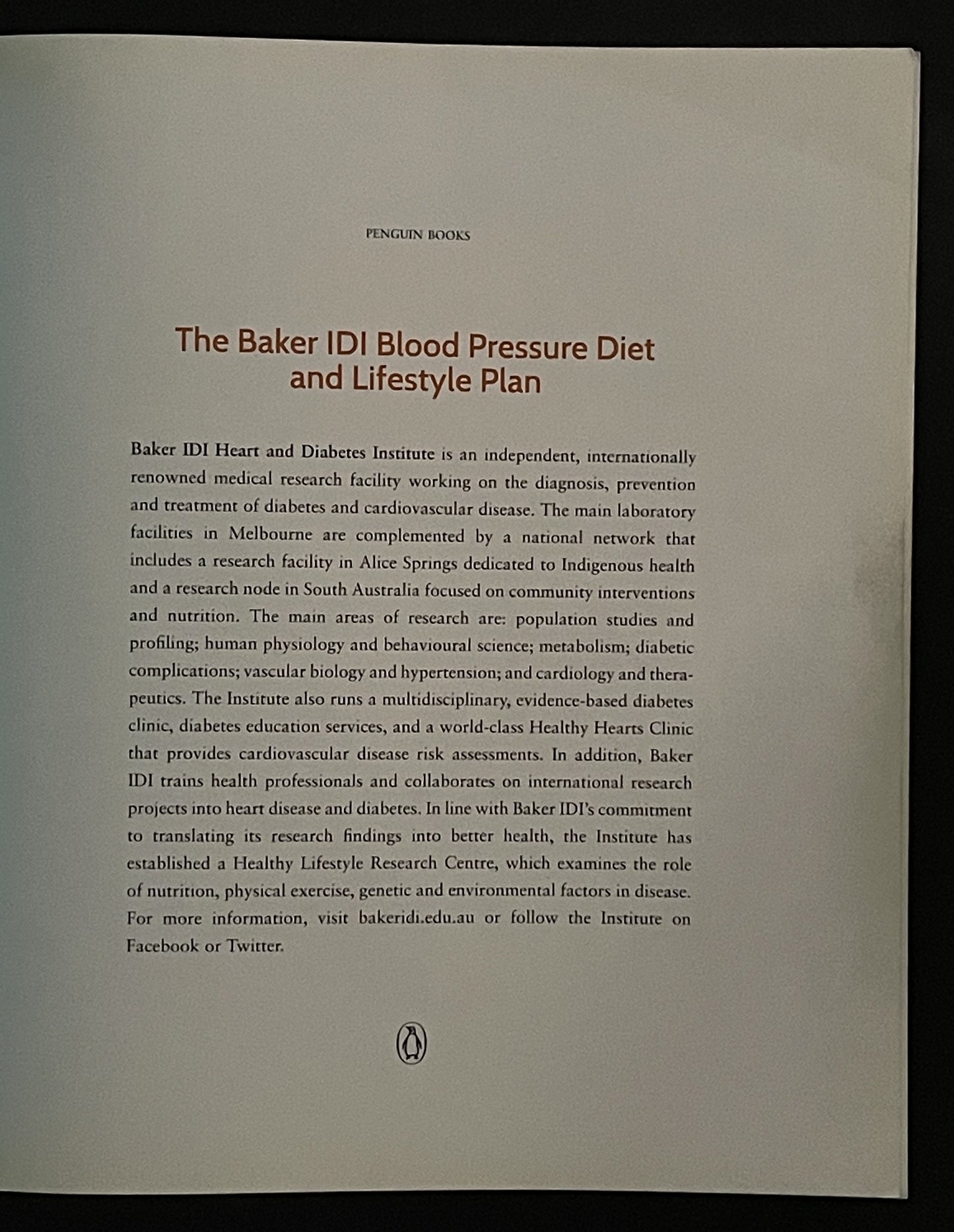 Baker IDI Blood Pressure Diet and Lifestyle Plan
