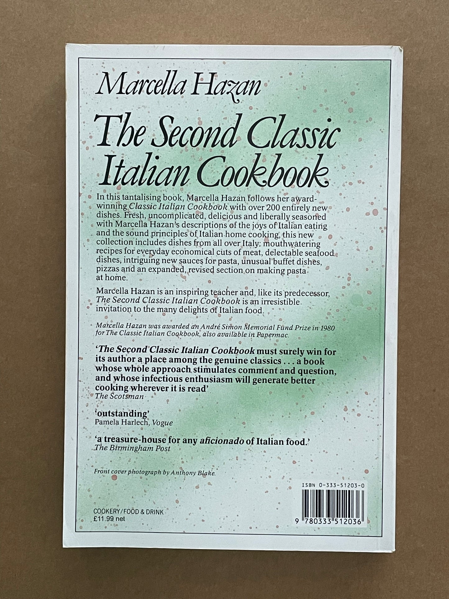 The Second Classic Italian Cookbook by Marcella Hazan