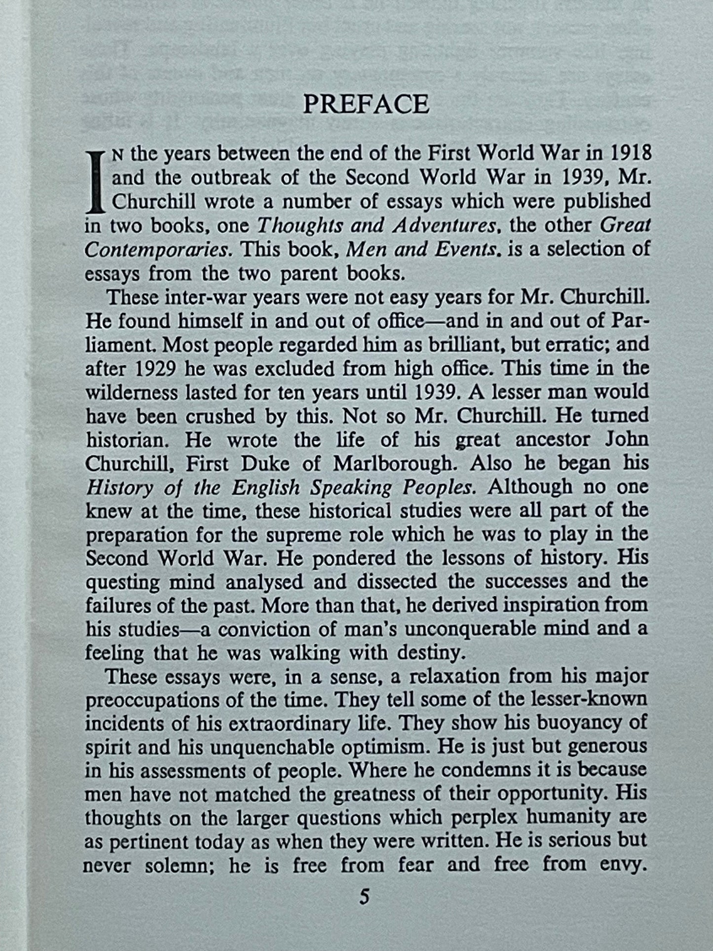 CHURCHILL ON MEN AND EVENTS