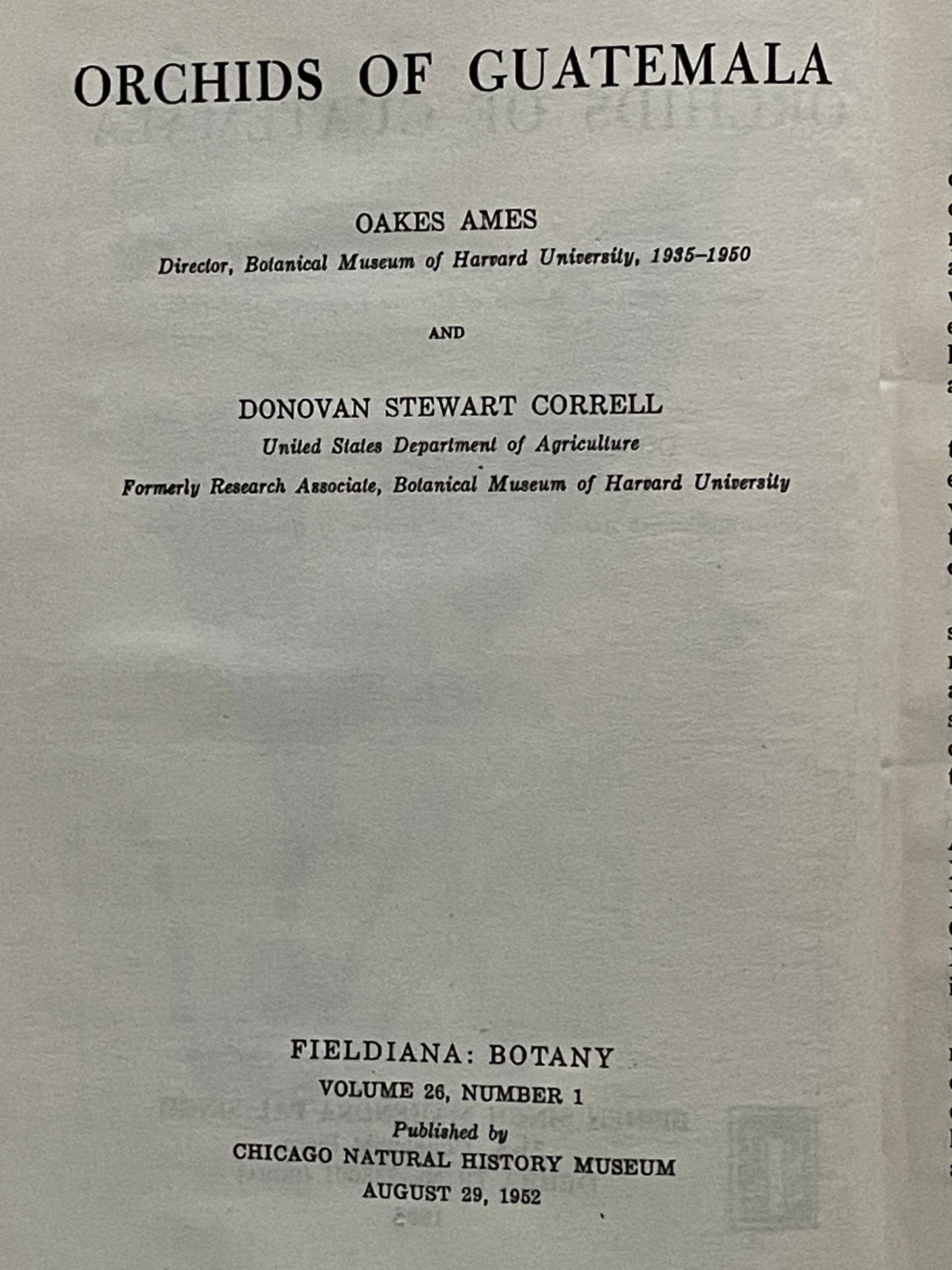 ORCHIDS OF GUATEMALA by OAKES AMES & D. S. CORRELL
