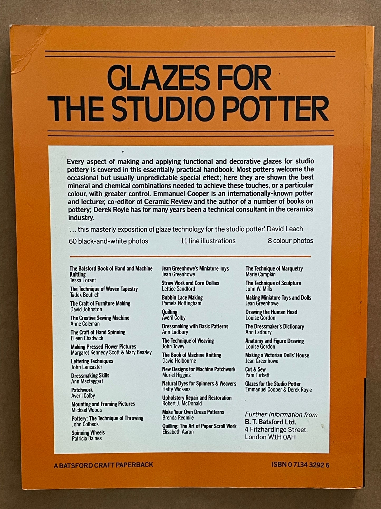 Glazes for the Studio Potter by Emmanuel Cooper, Derek Royle