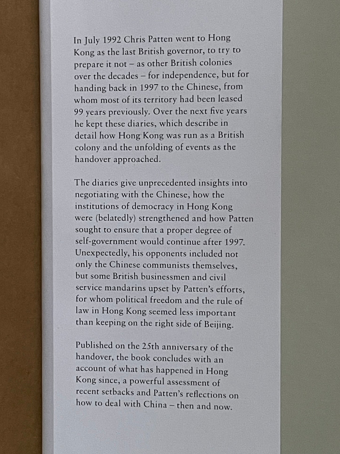 The Hong Kong Diaries by Chris Patten