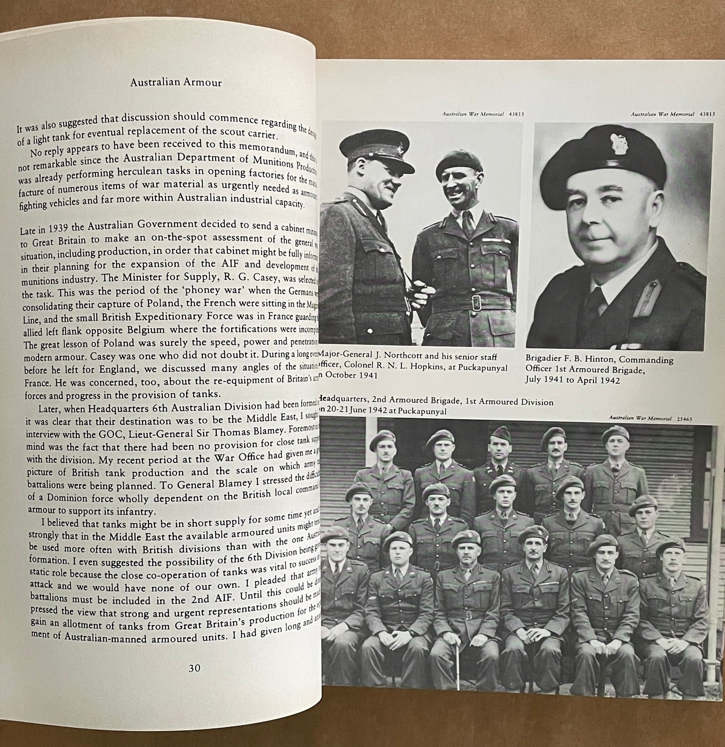 AUSTRALIAN ARMOUR by MAJOR-GENERAL R. N. L. HOPKINS, C.B.E.