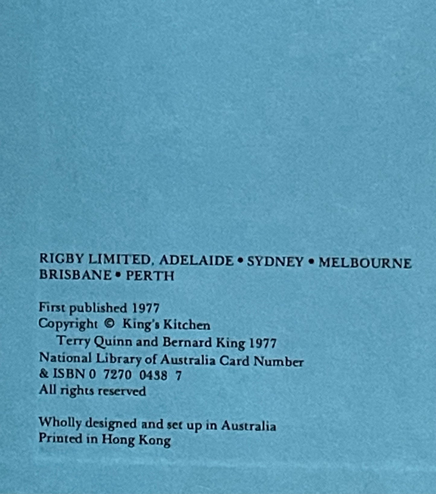 Bernard King's Autumn Cookbook