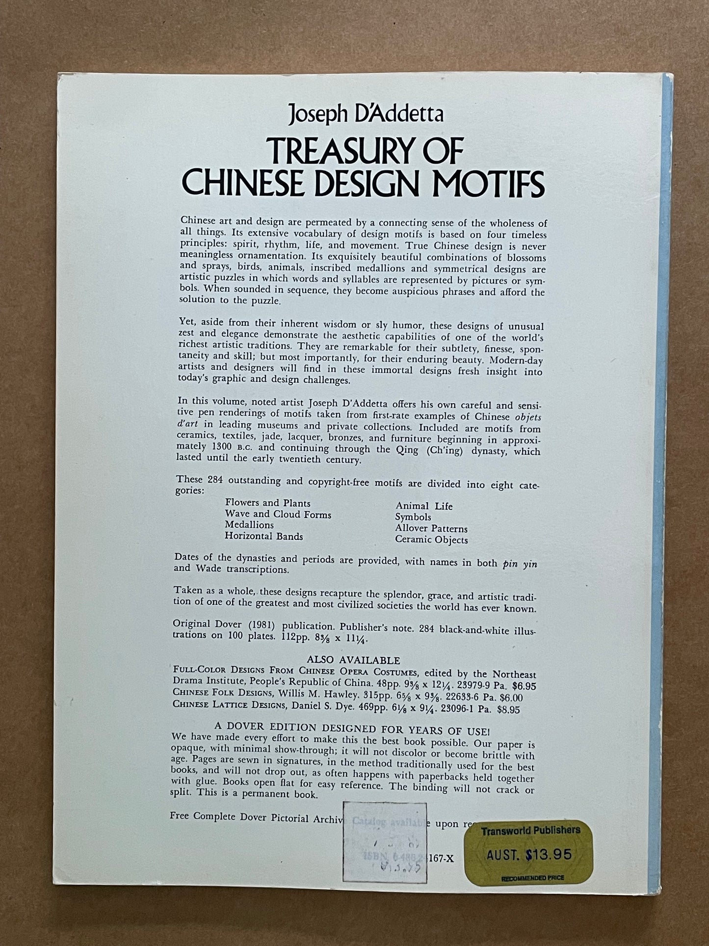 Treasury of Chinese Design Motifs by Joseph D'Addetta
