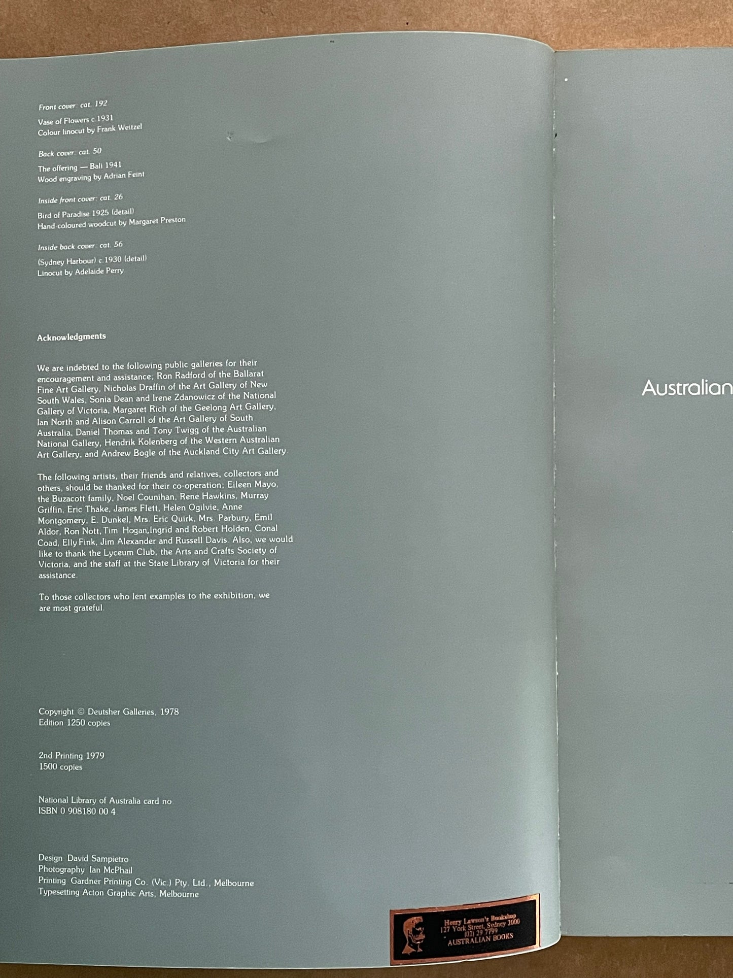 A Survey of Australian Relief Prints, 1900/1950 by Deutsher Galleries et al.