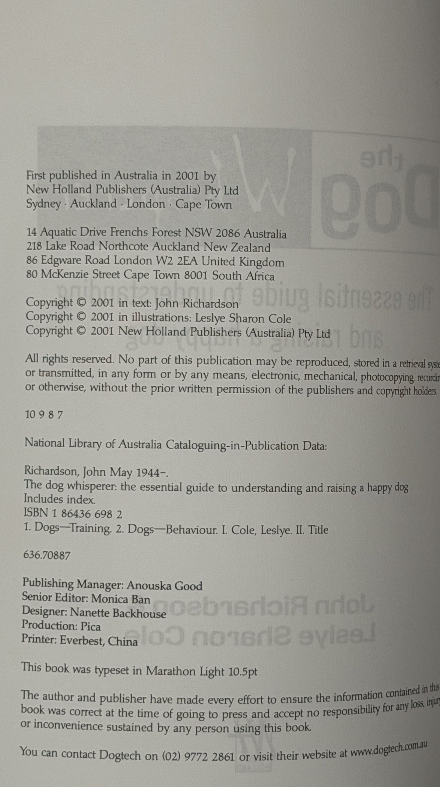 Dog Whisperer by John Richardson & Leslye Sharon Cole