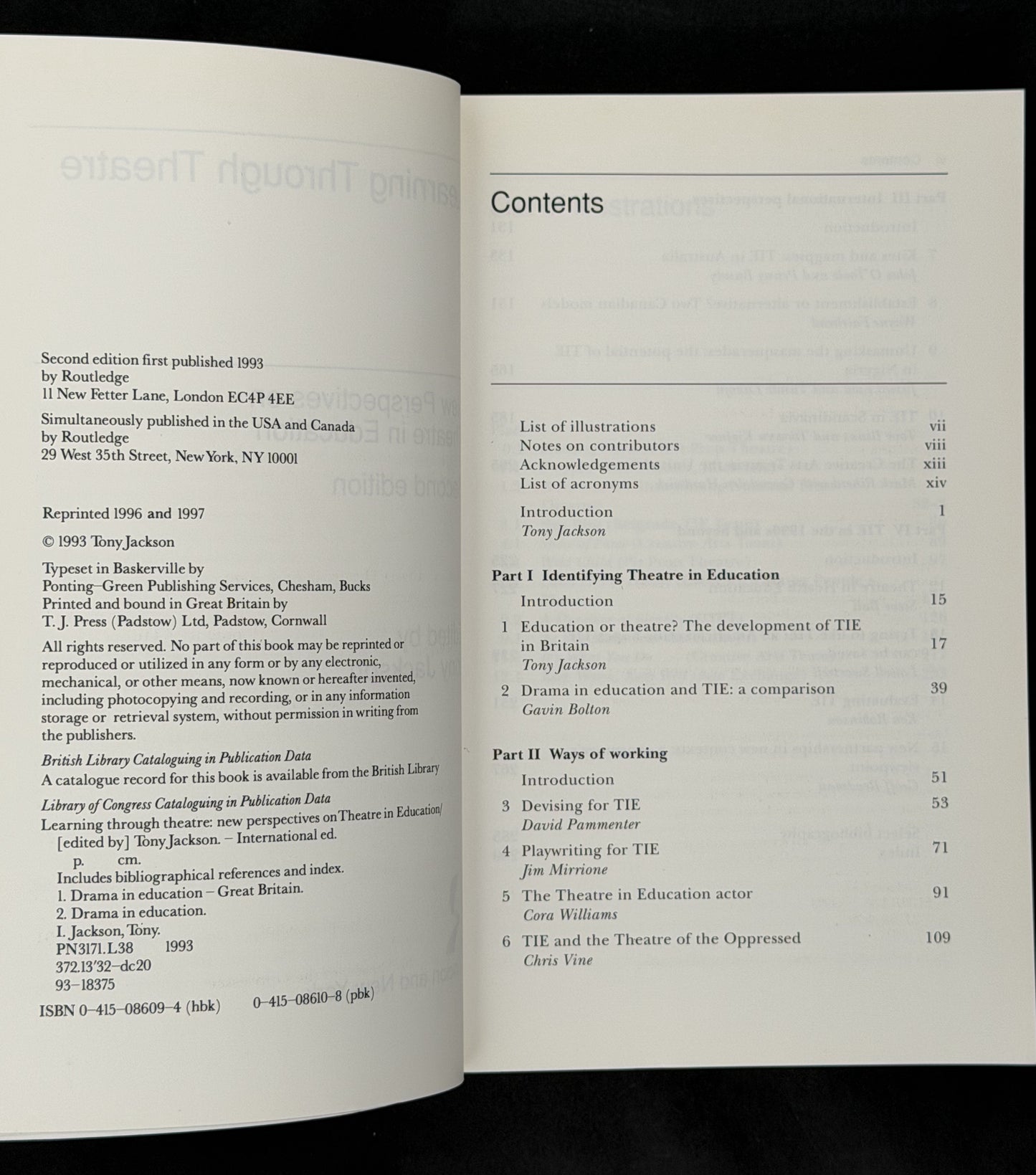 Learning Through Theatre edited by Tony Jackson