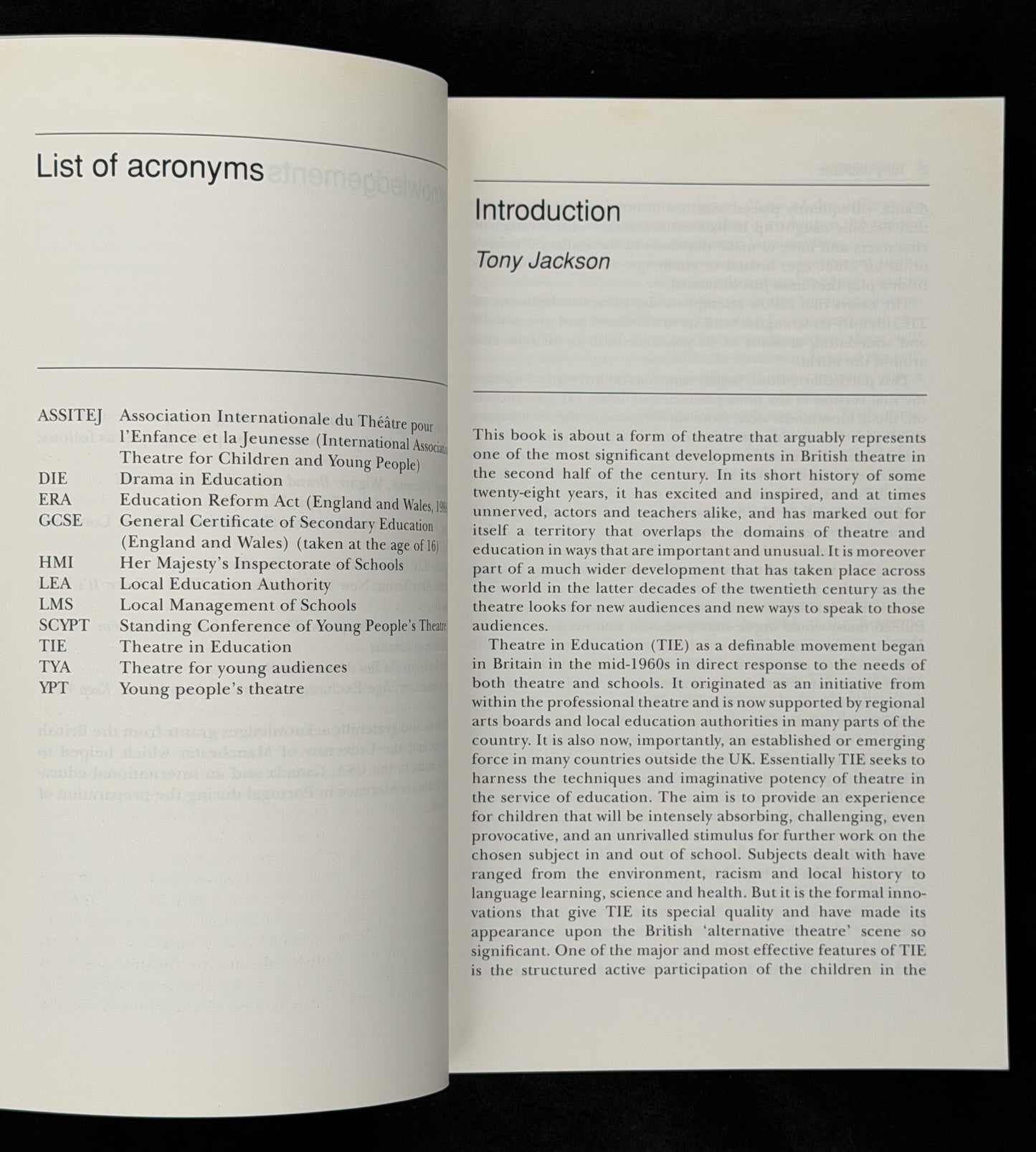 Learning Through Theatre edited by Tony Jackson