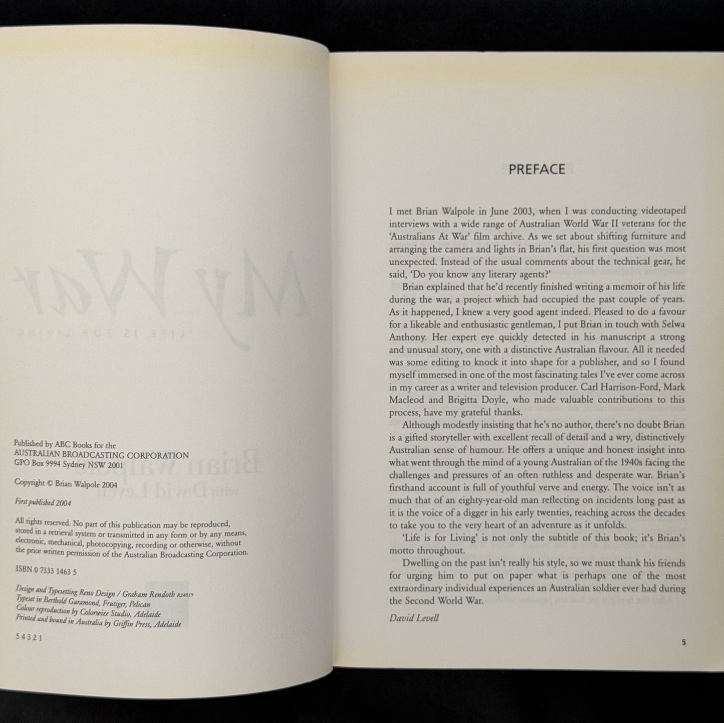 My War by Brian Walpole, David Levett