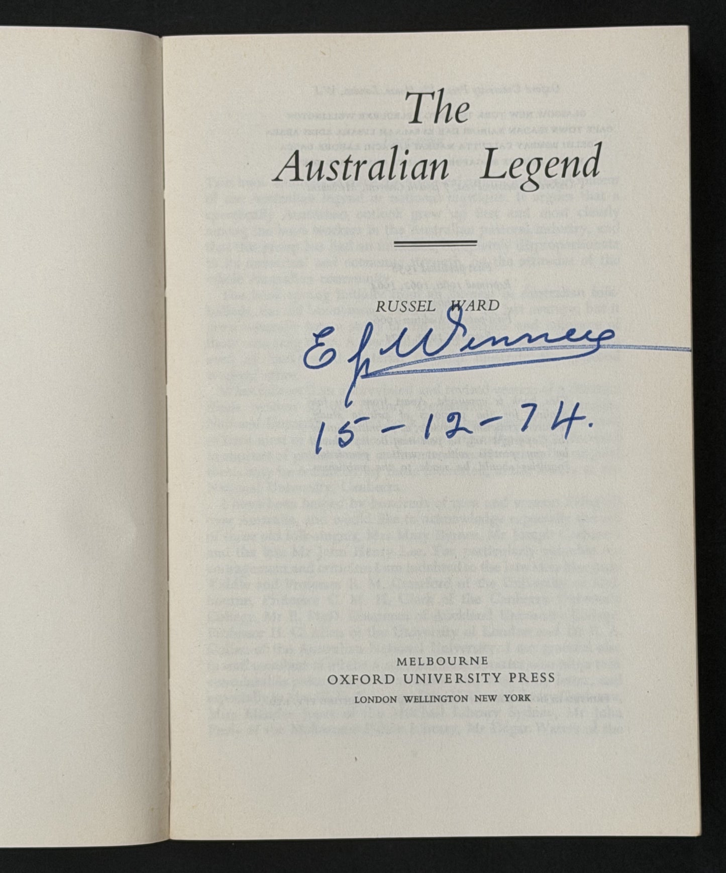 The Australian Legend by Russel Ward