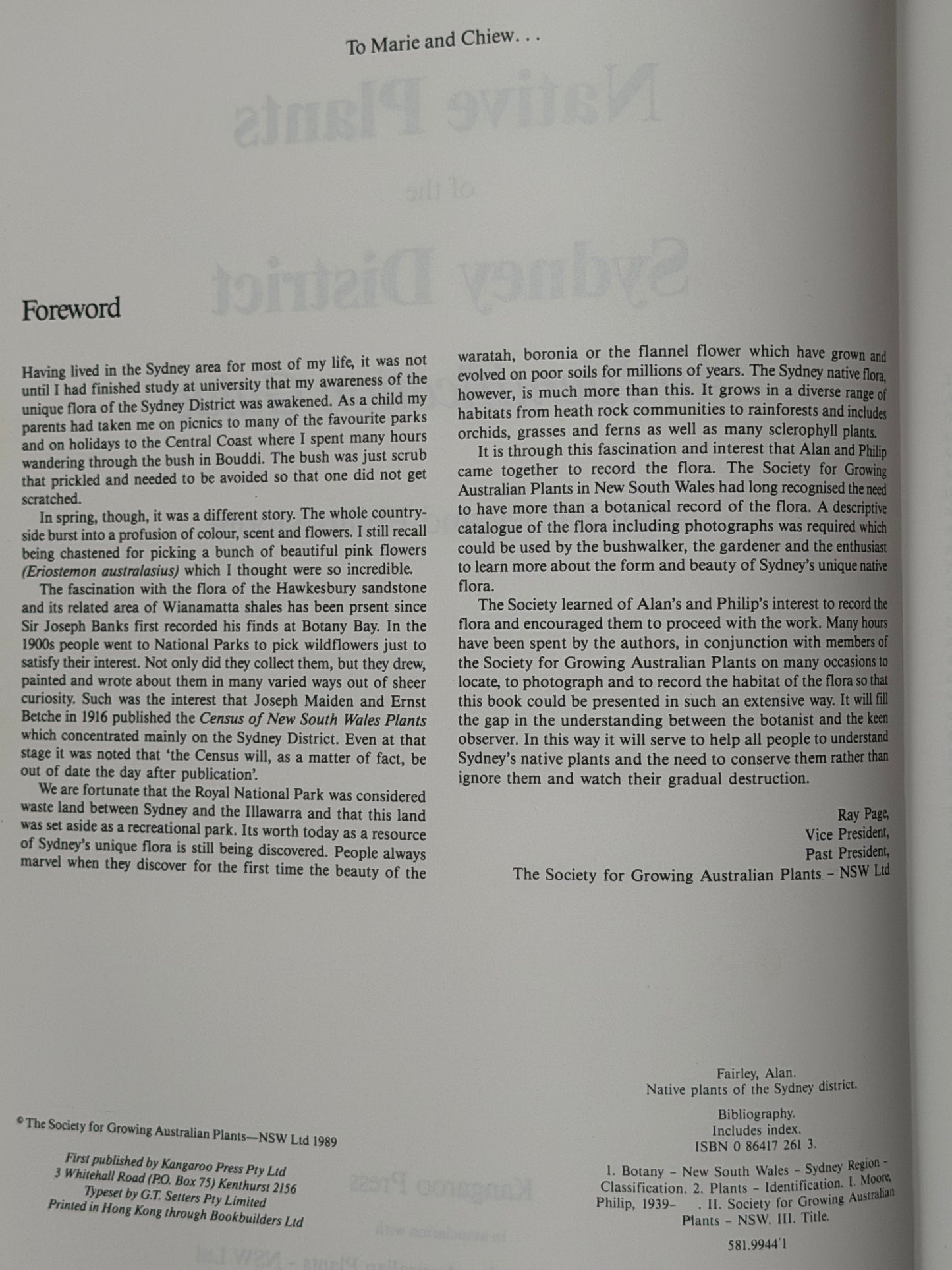 Native Plants of the Sydney District by Alan Fairley, Philip Moore