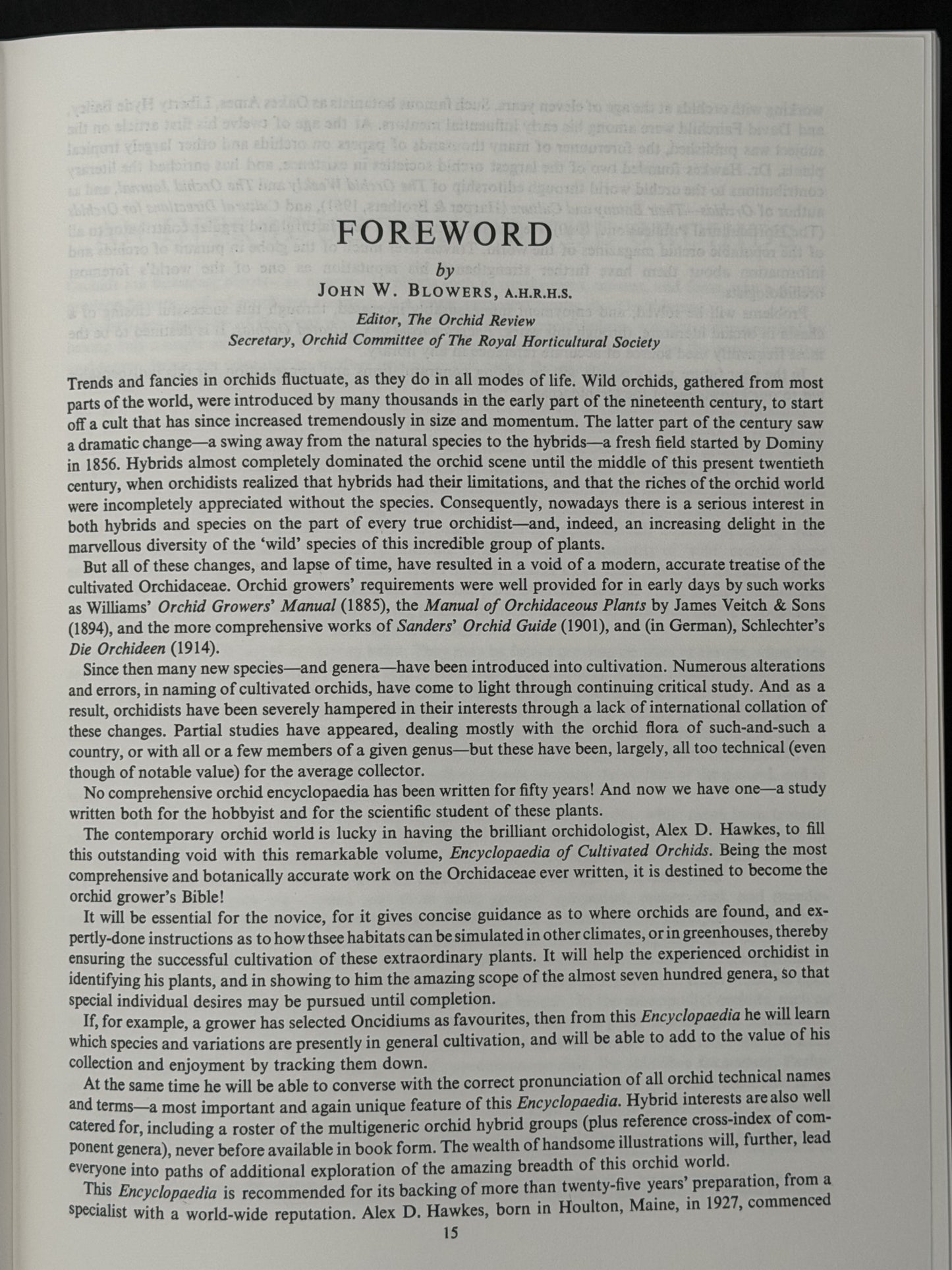 ENCYCLOPAEDIA OF CULTIVATED ORCHIDS by ALEX D HAWKES