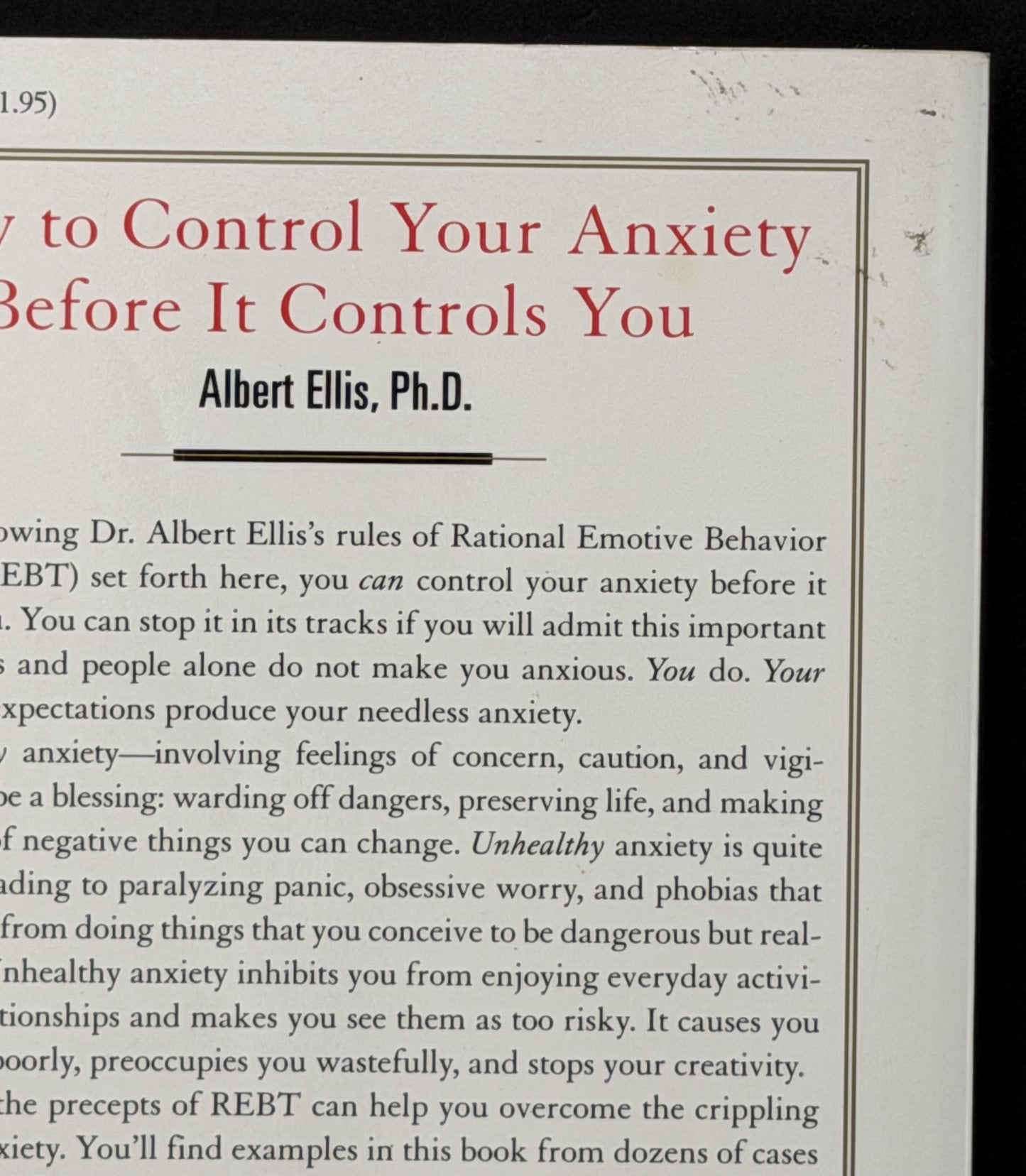 How to Control Your Anxiety Before it Controls You by Albert Ellis