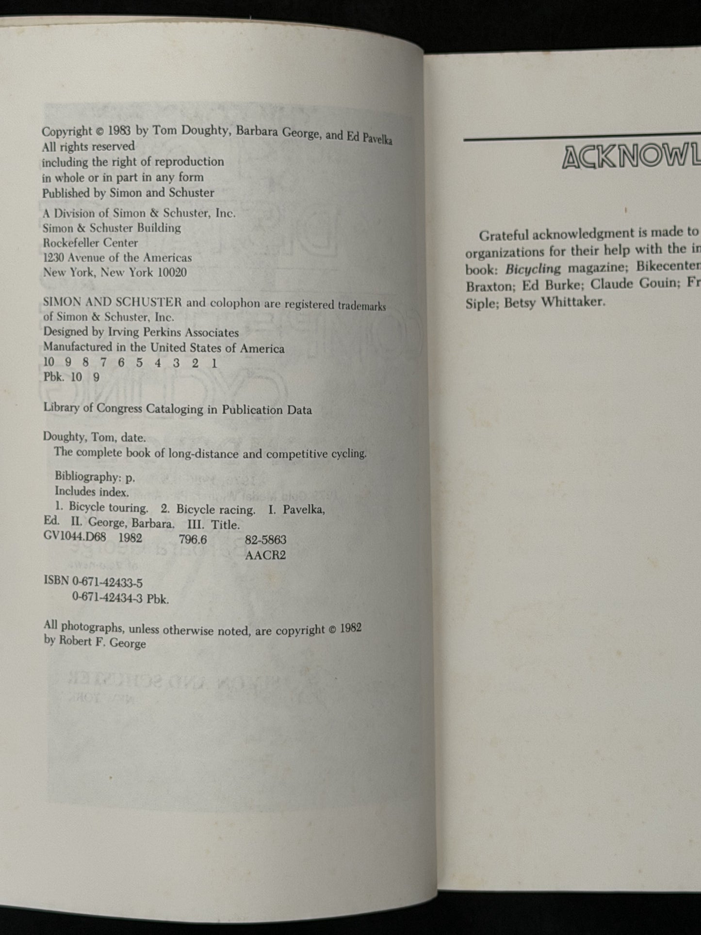 The Complete Book of Long-distance and Competitive Cycling by Tom Doughty et al.