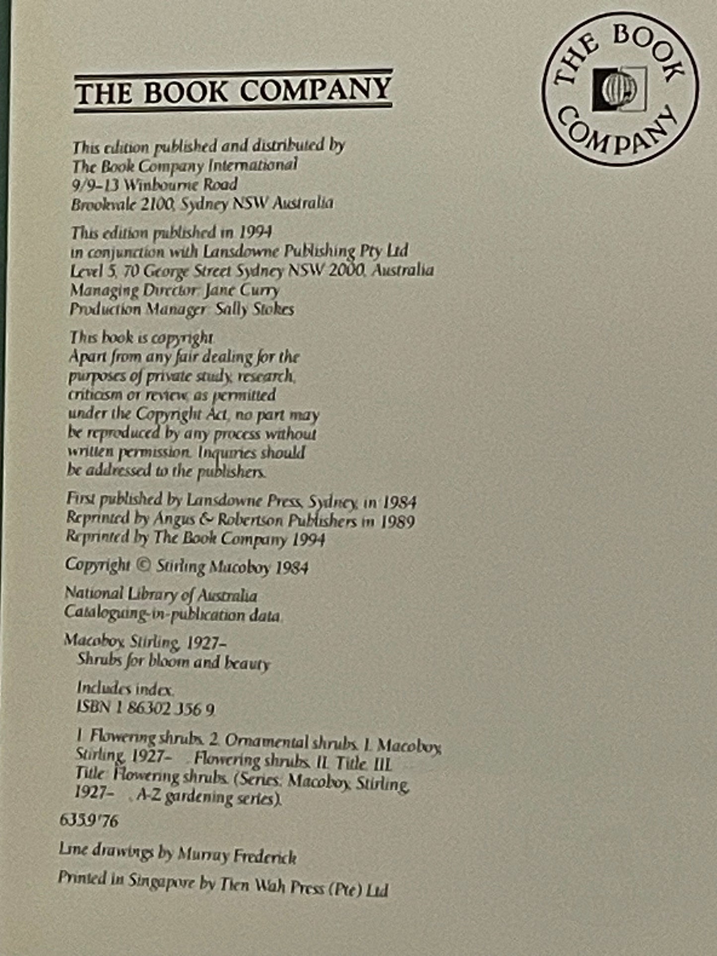 Shrubs for Bloom and Beauty by Stirling Macoboy