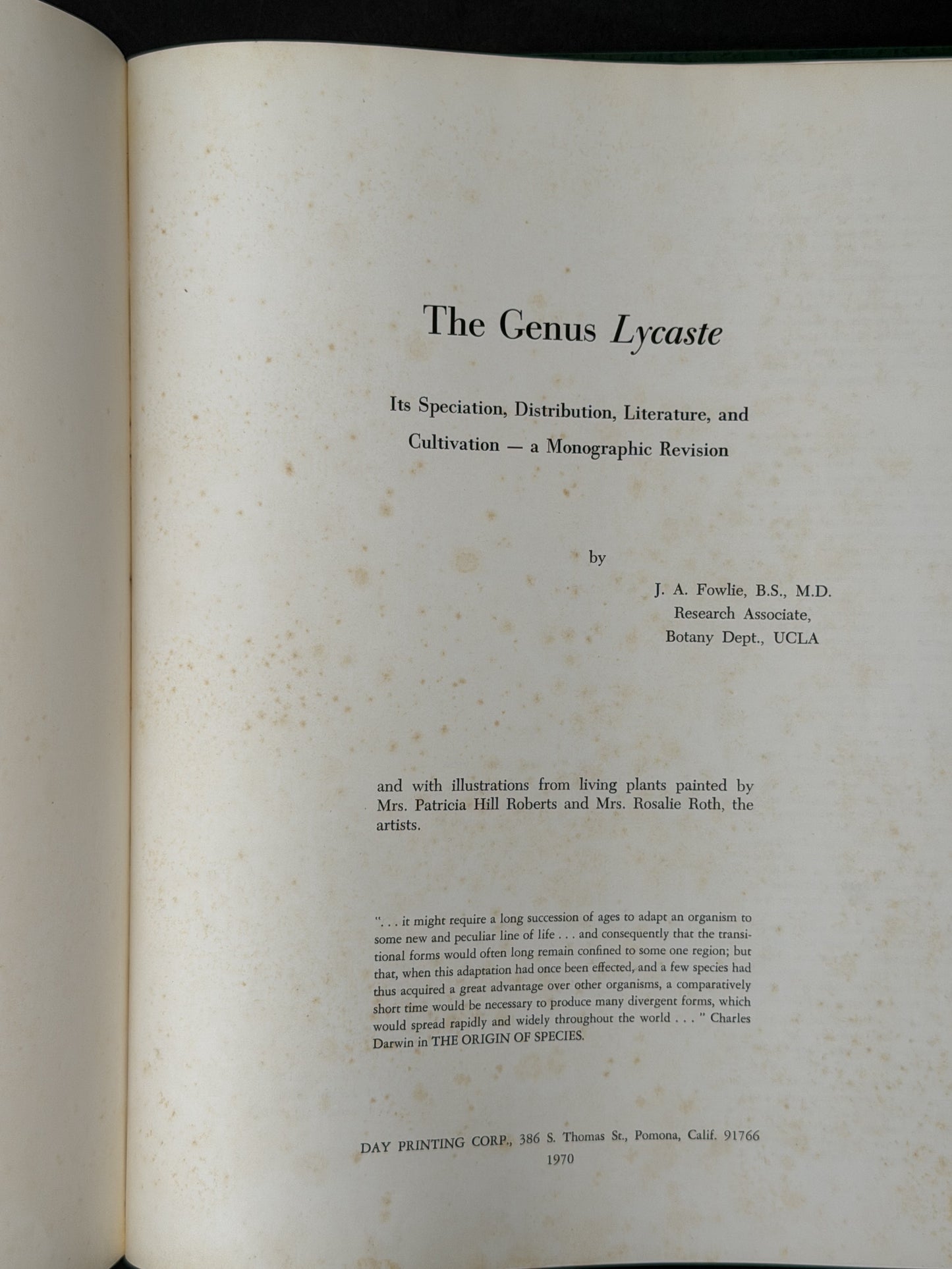 The Genus Lycaste by J. A. Fowlie
