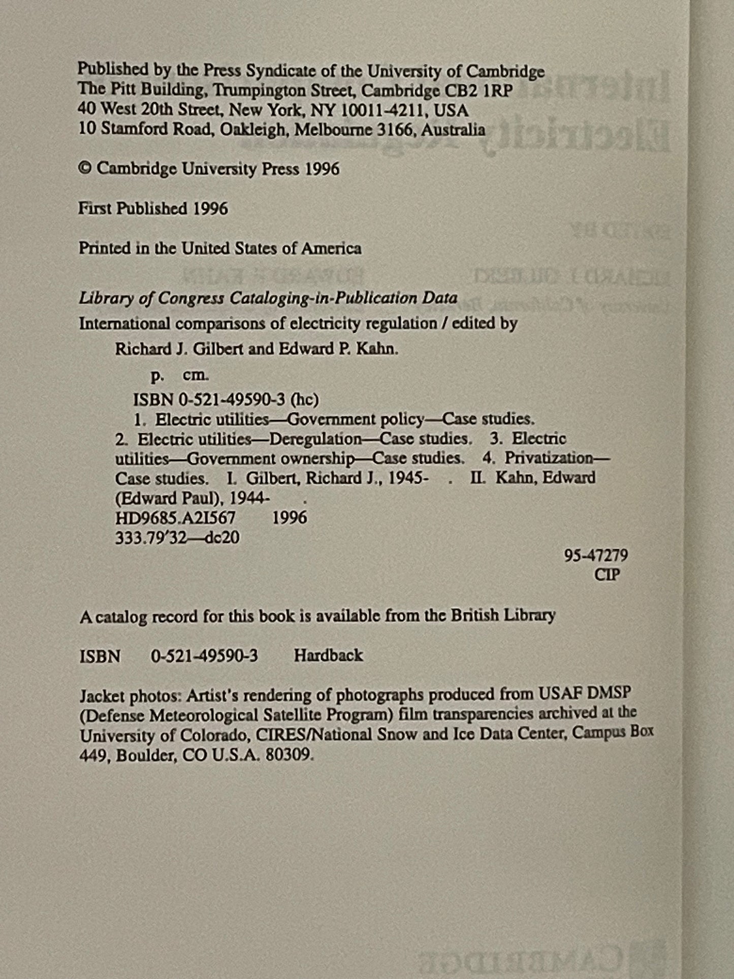 International Comparisons of Electricity Regulation by Richard J. Gilbert et al.