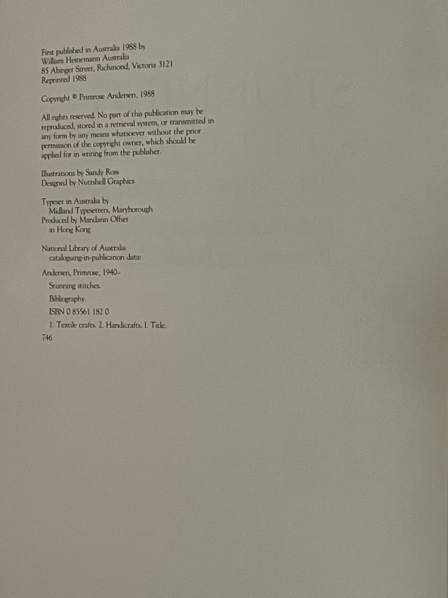 Stunning Stitches with Original Patterns by Primrose Andersen