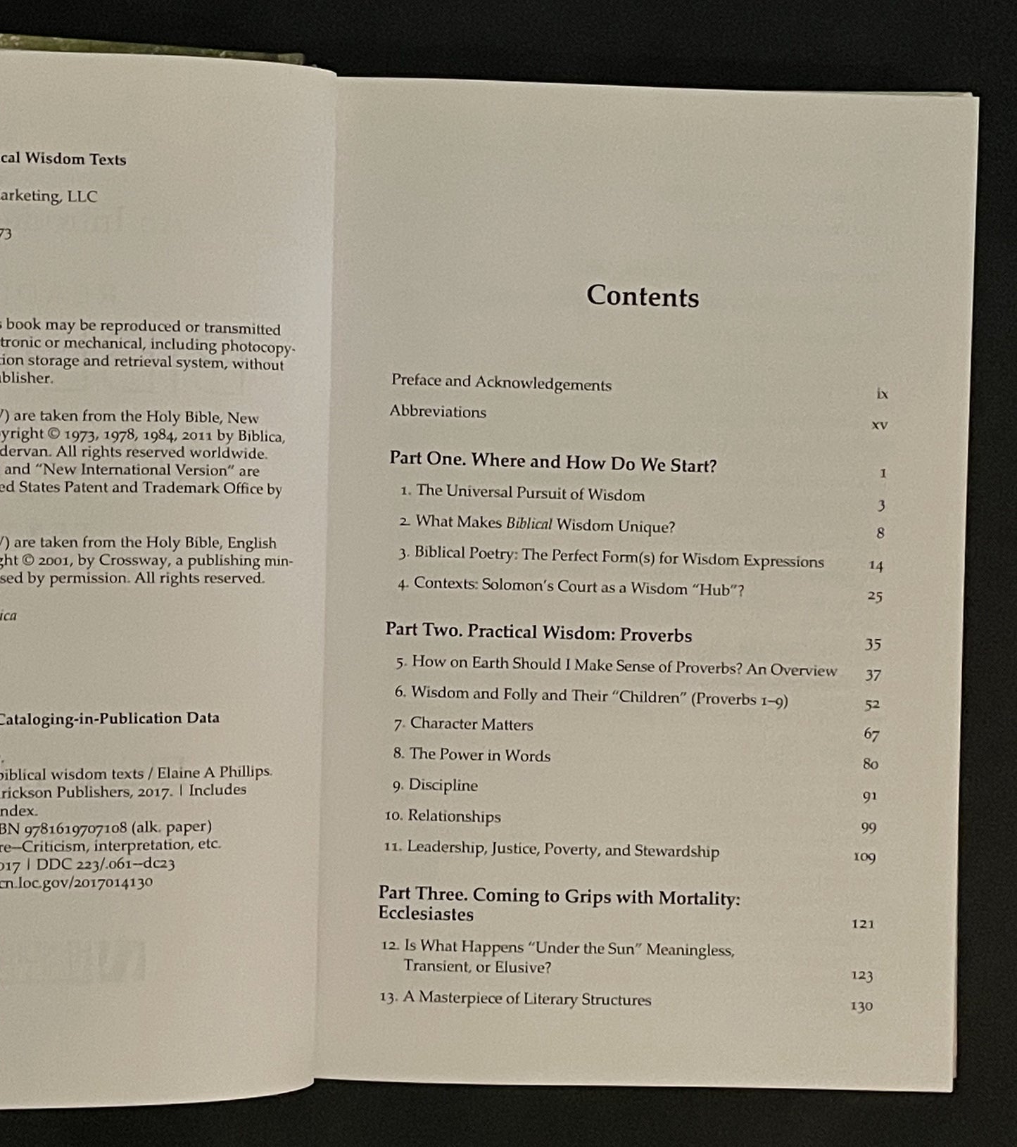 An Introduction to Reading Biblical Wisdom Texts by Elaine A. Phillips