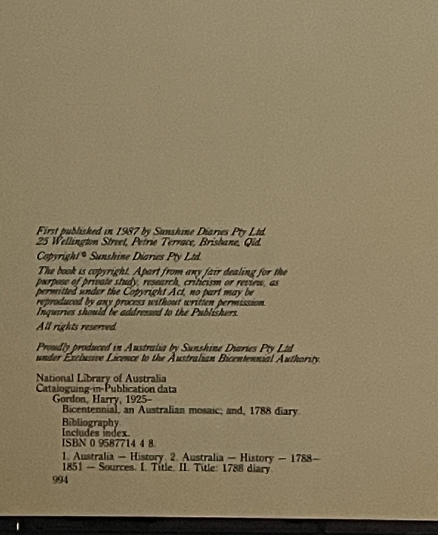 1788 Diary by Harry Gordon