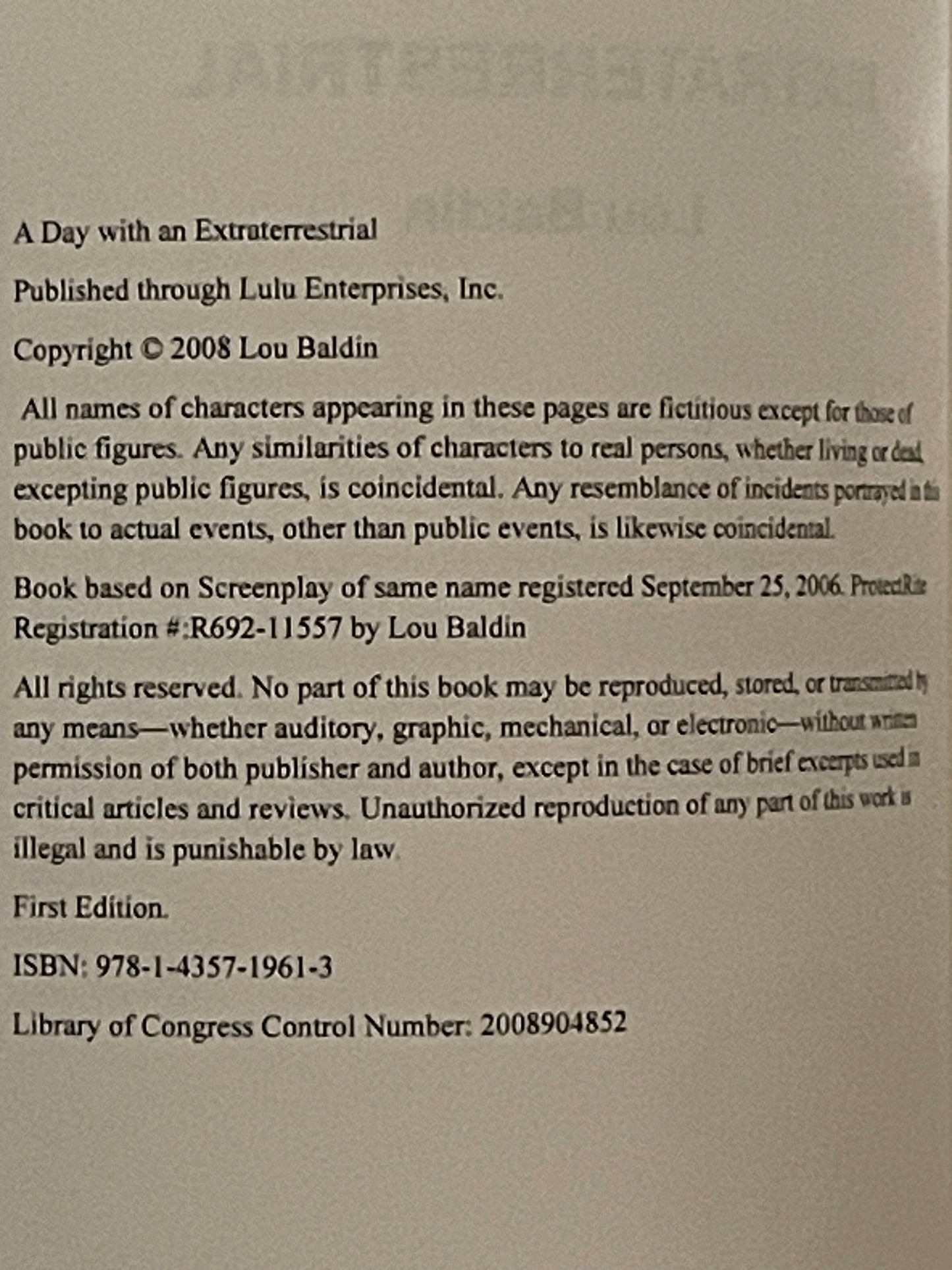 A Day with an Extraterrestrial by Lou Baldin