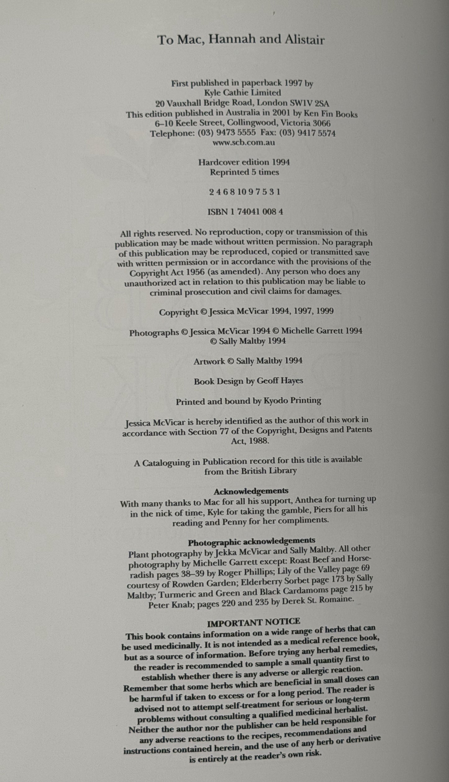 Jekka's Complete Herb Book by Jekka McVicar