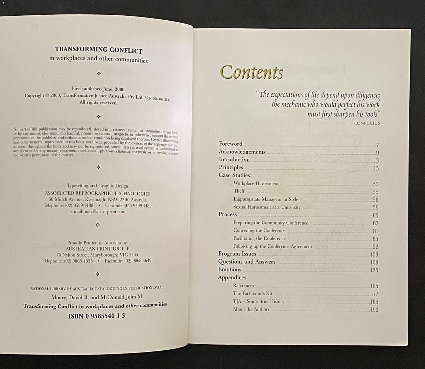 Transforming Conflict by David B. Moore and John M. McDonald