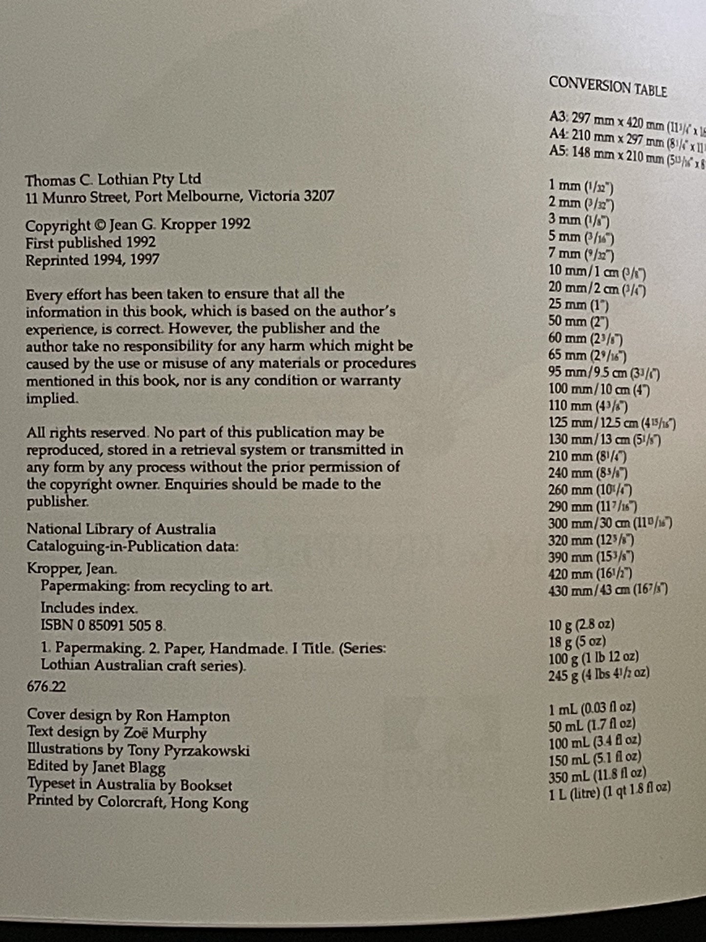 Papermaking by Jean G. Kropper