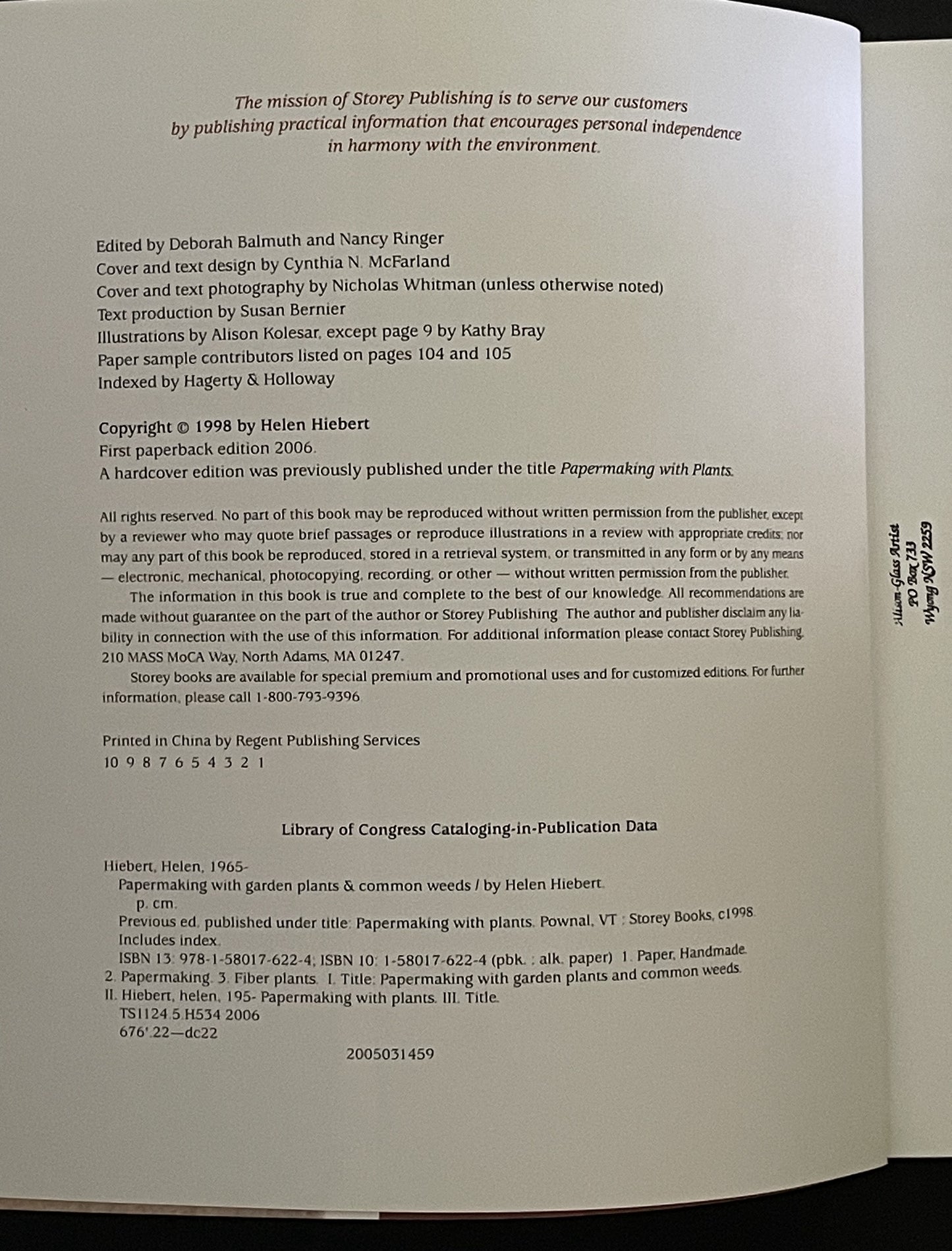 Papermaking with Garden Plants & Common Weeds by Helen Hiebert