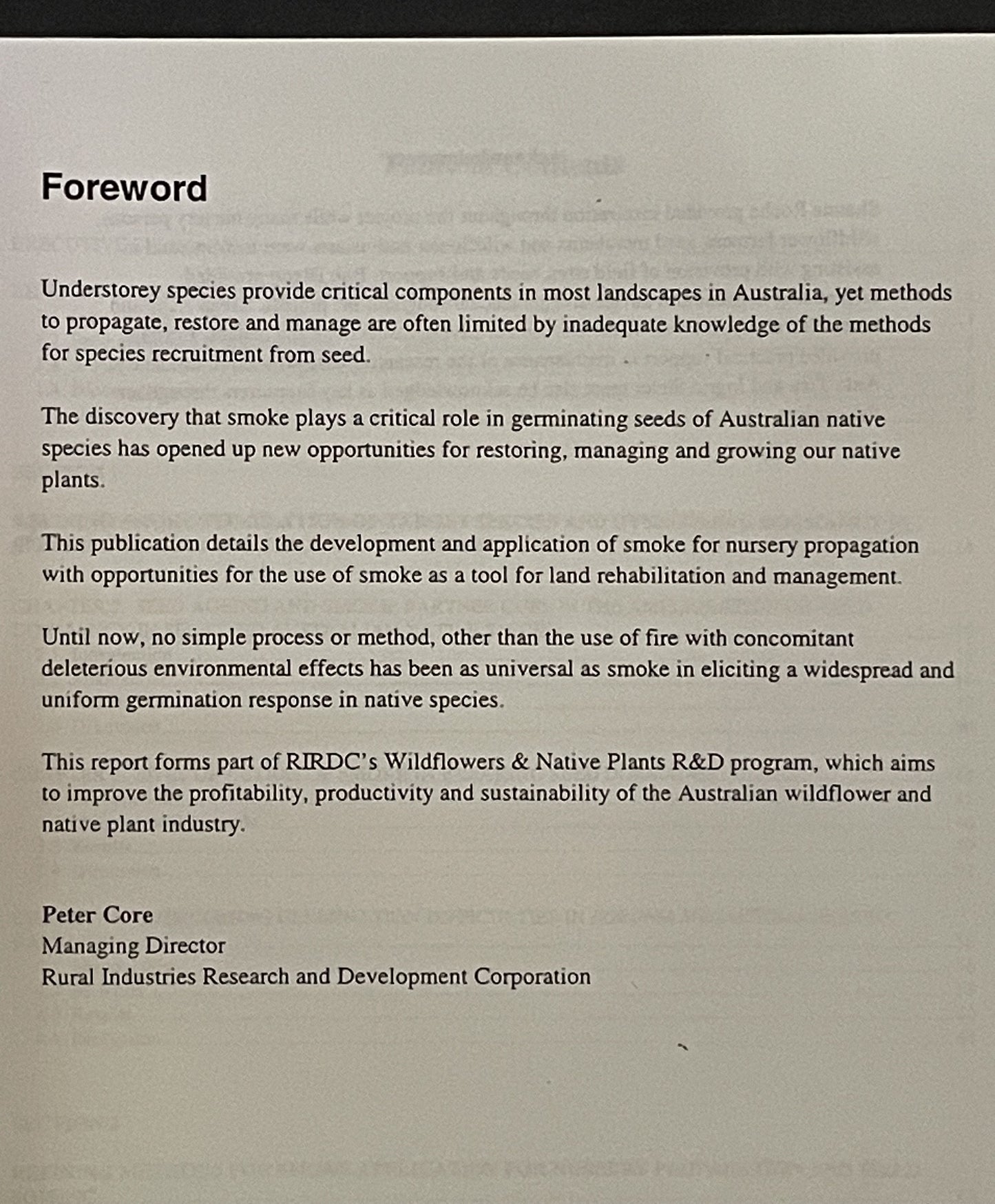 Smoke Germination of Australian Plants