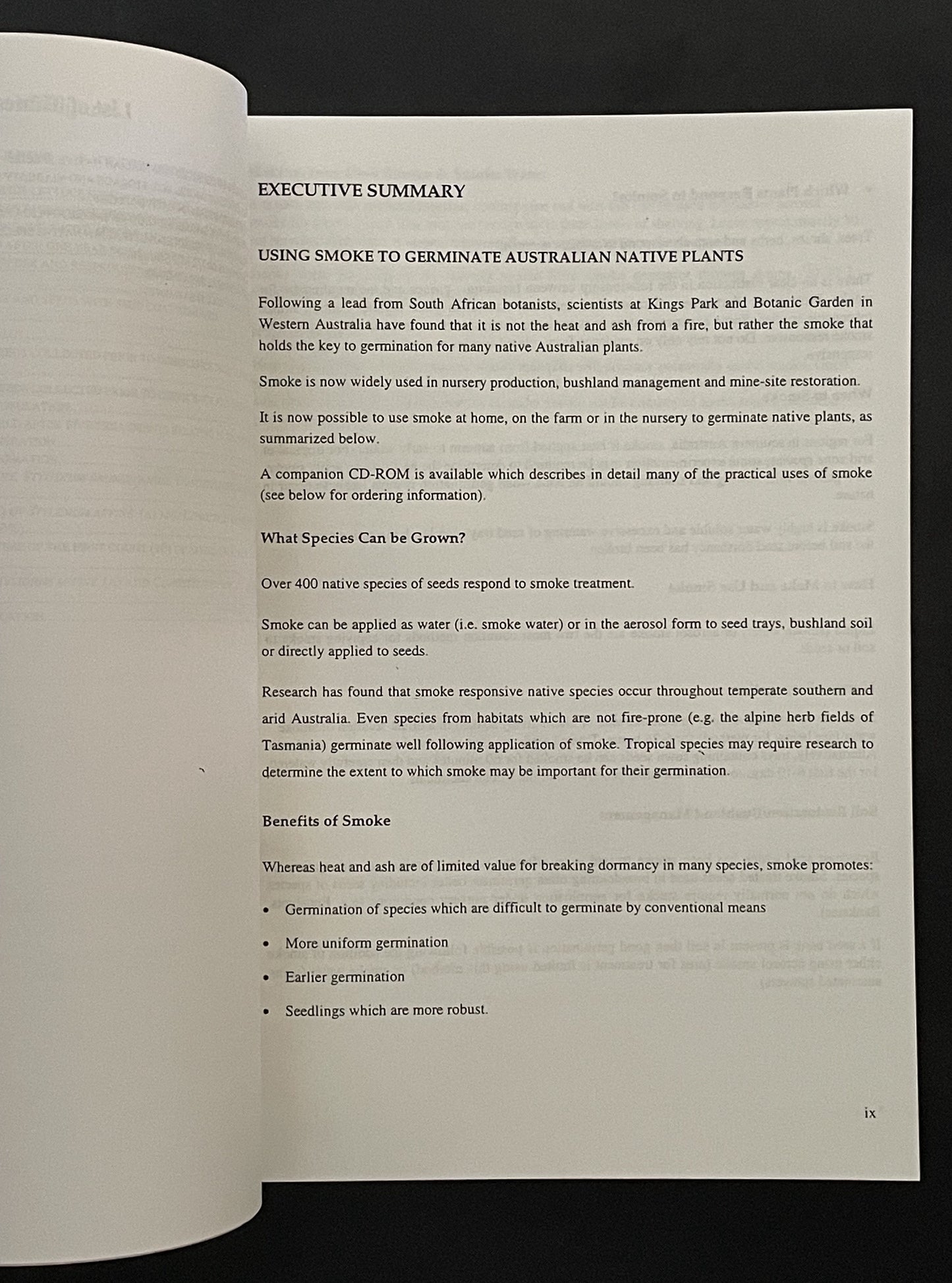 Smoke Germination of Australian Plants