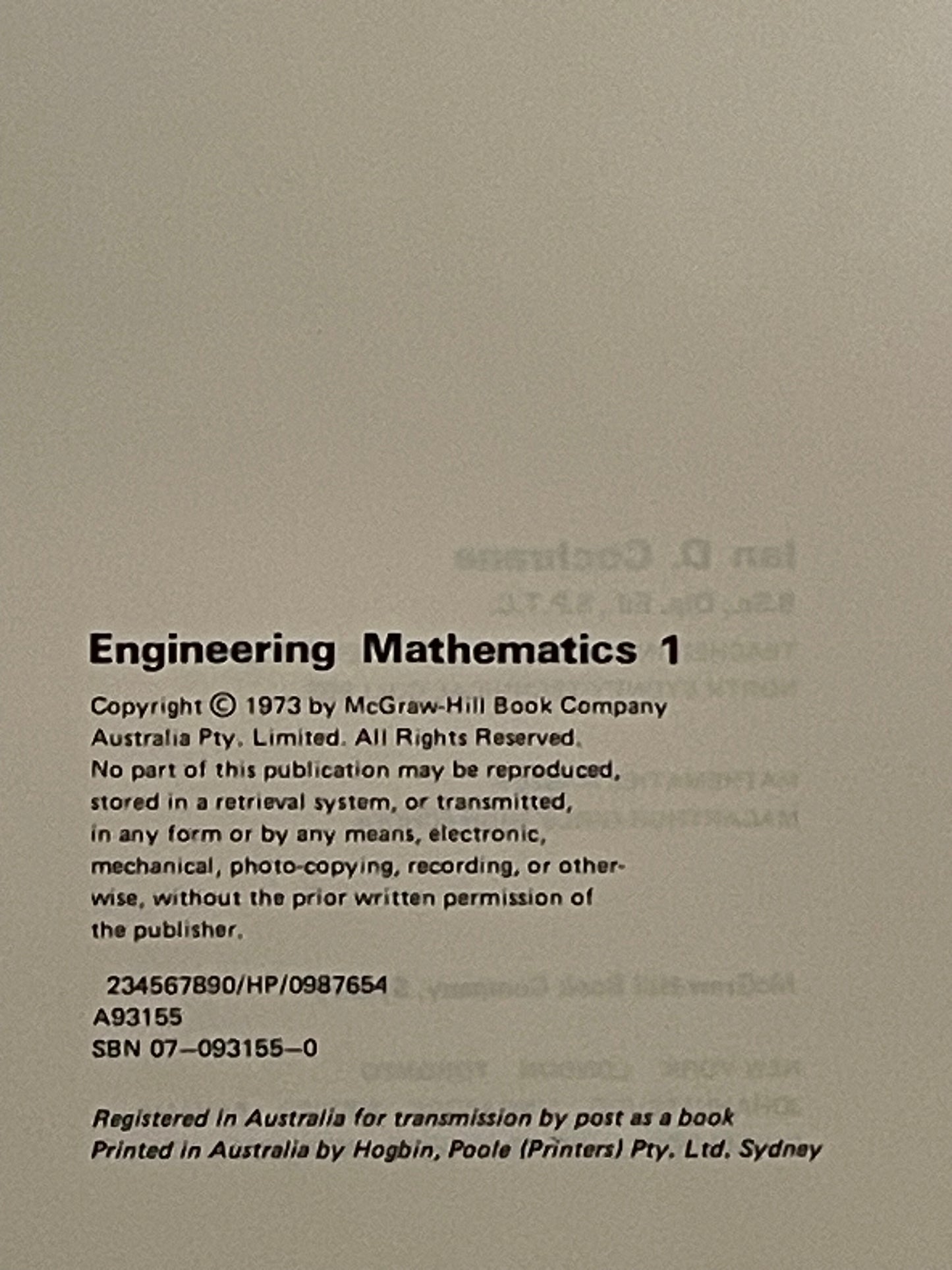 ENGINEERING MATHEMATICS 1 by COCHRANE