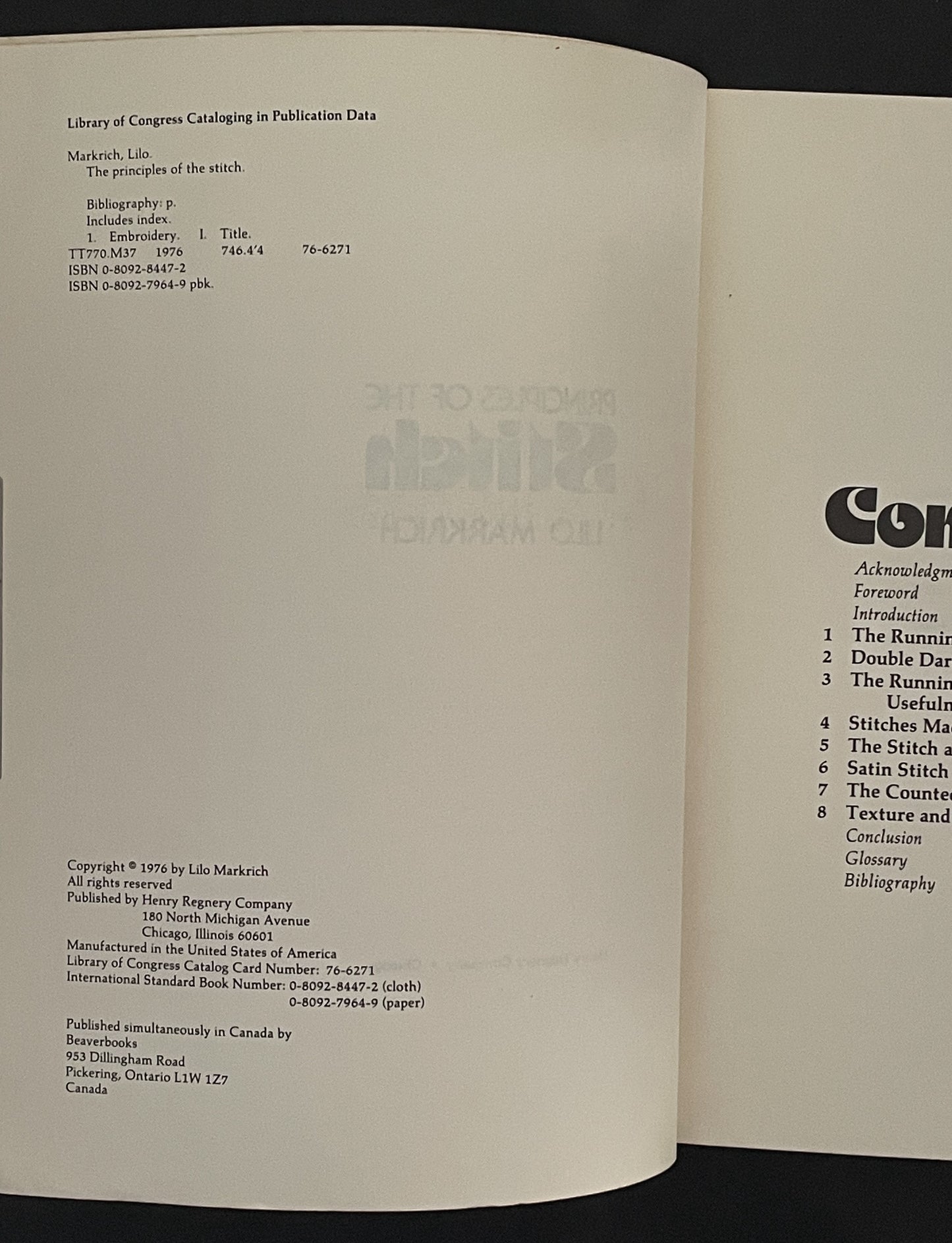 Principles of the Stitch by Lilo Markrich