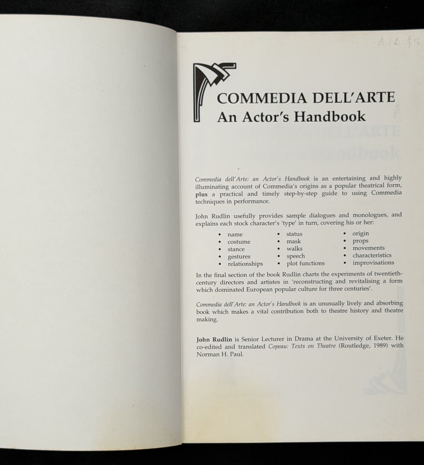 Commedia Dell'arte by John Rudlin
